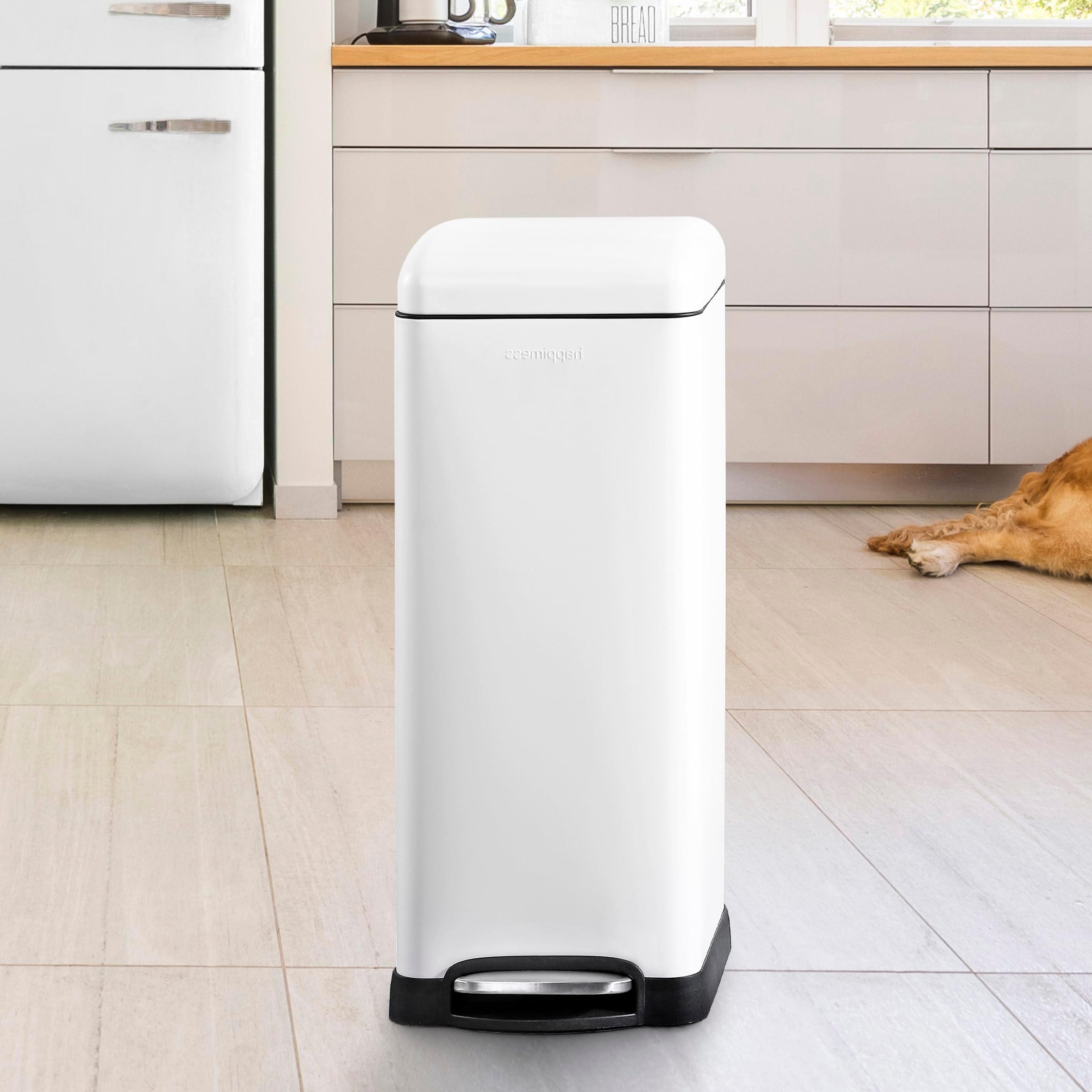happimess HPM1007A Betty Retro 8-Gallon Step-Open Trash Can with Soft-Close Lid, Fingerprint Resistant, Modern, Minimalistic for Home, Kitchen, Laundry Room, Office, Bedroom, Bathroom, White - Image 2