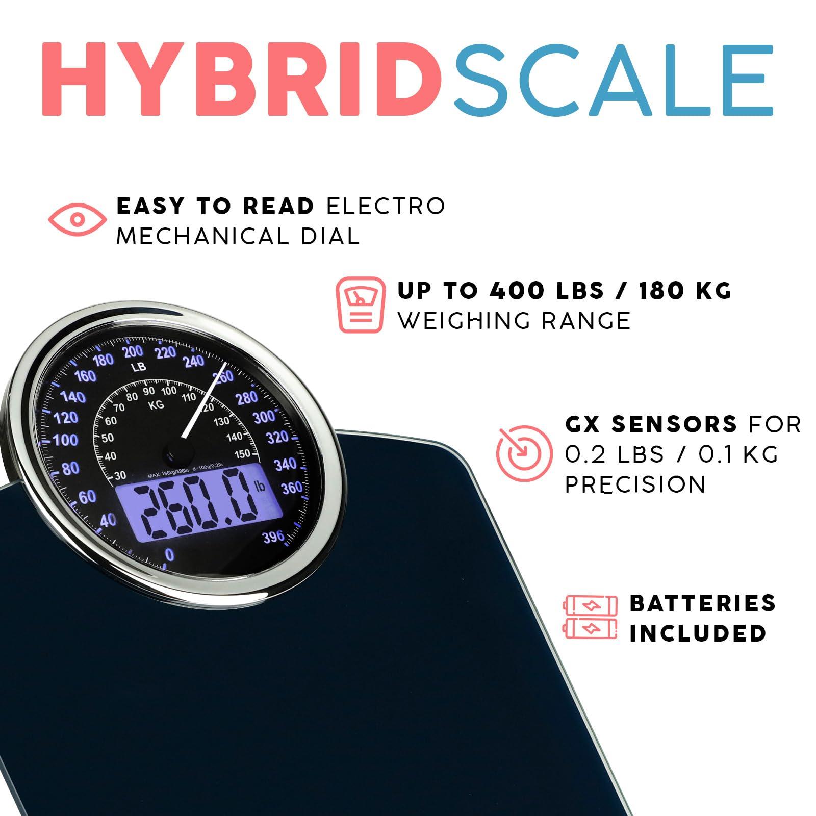 Adamson Hybrid 2-in-1 Analog & Digital Weighing Scale for Body Weight up to 400lbs + Thick Tempered Glass + Extra Large Display + Easy to Read Digital Bathroom Scale + New - Image 2