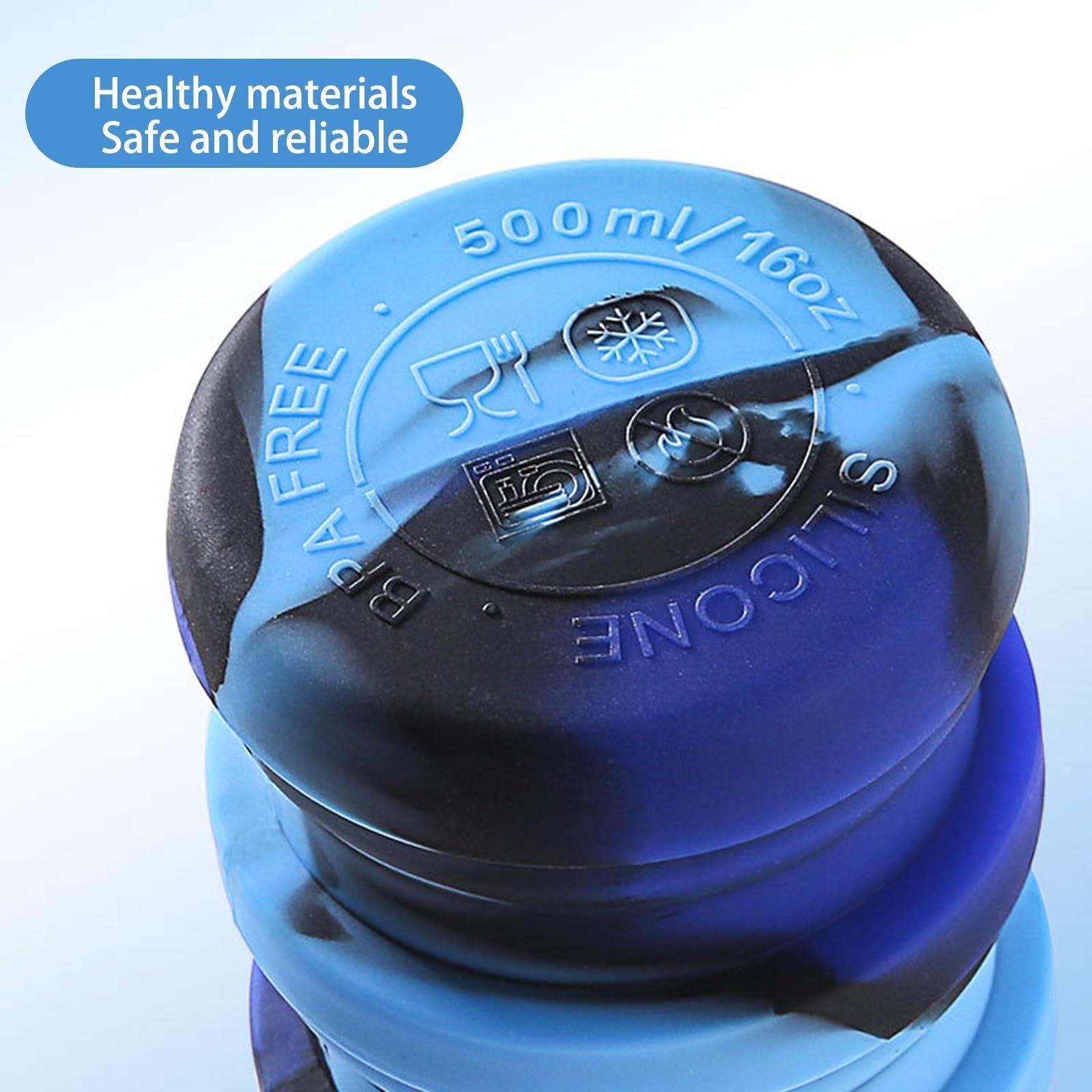 YCTMALL Collapsible Water Bottles Travel water bottle Sports Portable Sport Water Bottle Reusable Water Bottles comes with mountaineering Buckle 500ml silicone Water-proof camping water bottle - Image 5