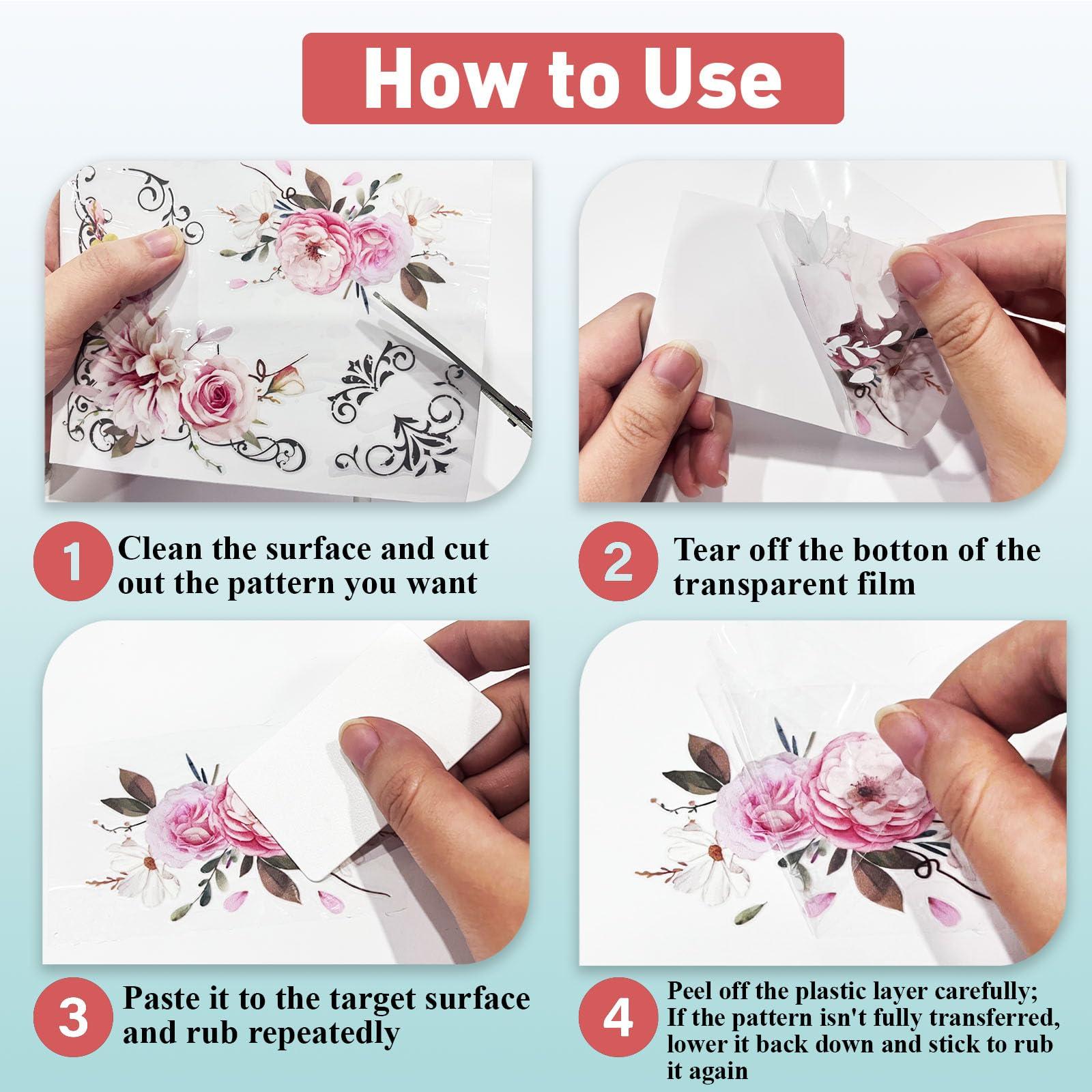 PLIGREAT 3 Sheets Vintage Label Rub on Transfers for Crafts and Furniture, Rub on Transfer Stickers Home Decor Transfer Paper for DIY Wood Furniture Drawer Cabinet Fridge Door Table Chair Decoration - Image 5