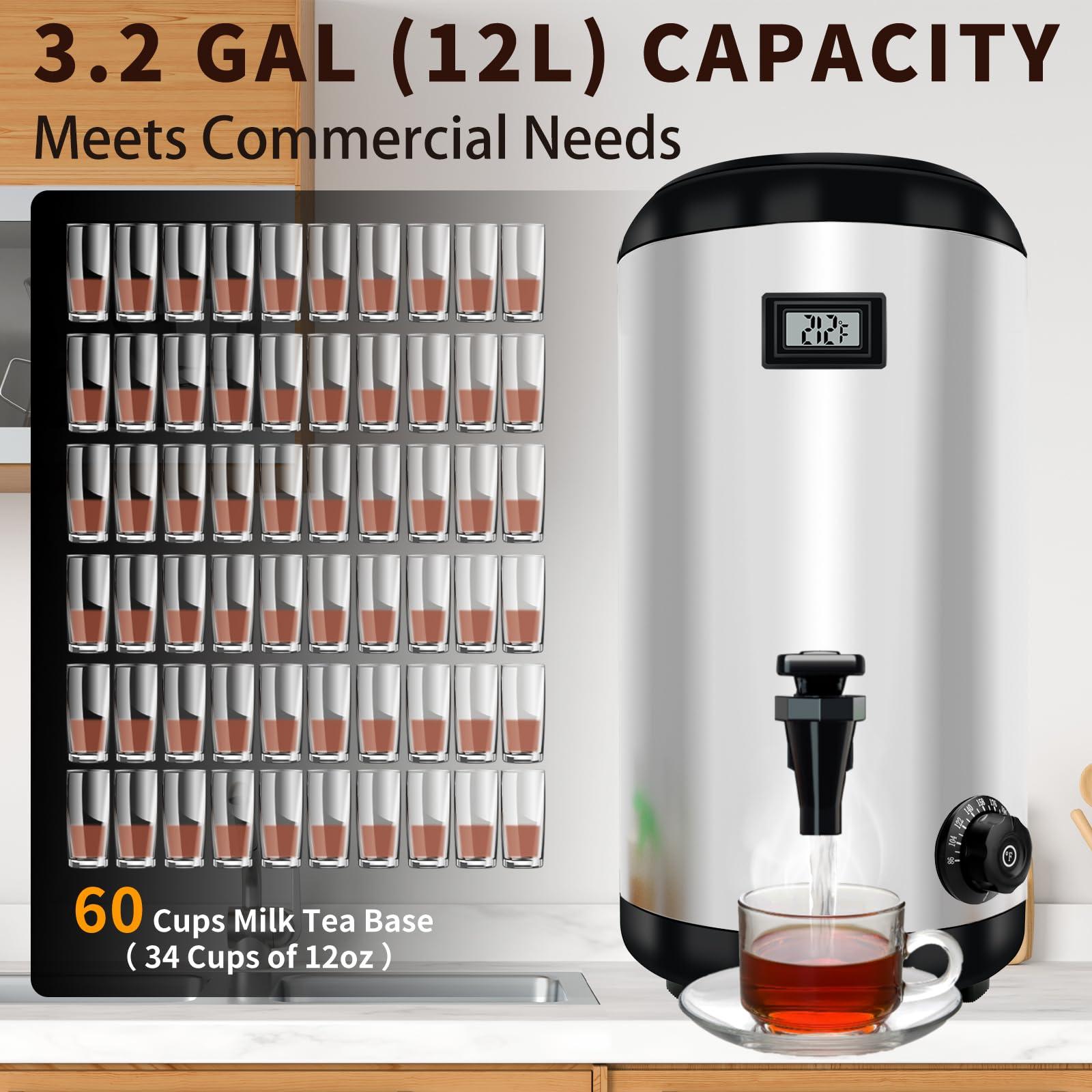 Hijolla Drink Dispenser with Heating Insulated Beverage Dispenser, Electric Heating Beverage Dispenser-75 Cup Hot&Cold water Urn,Stainless Steel Hot Drink Dispenser 12 L/3.2 Gallon for tea,Juice - Image 6