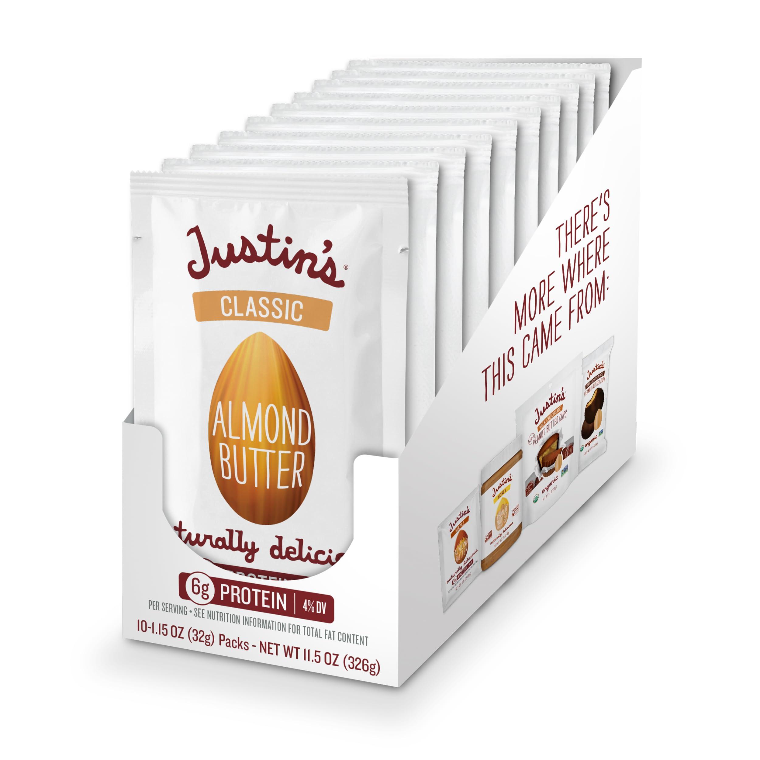 JUSTIN'S Classic Gluten-Free Almond Butter Squeeze Packs, 1.15 Ounce (Pack of 10)