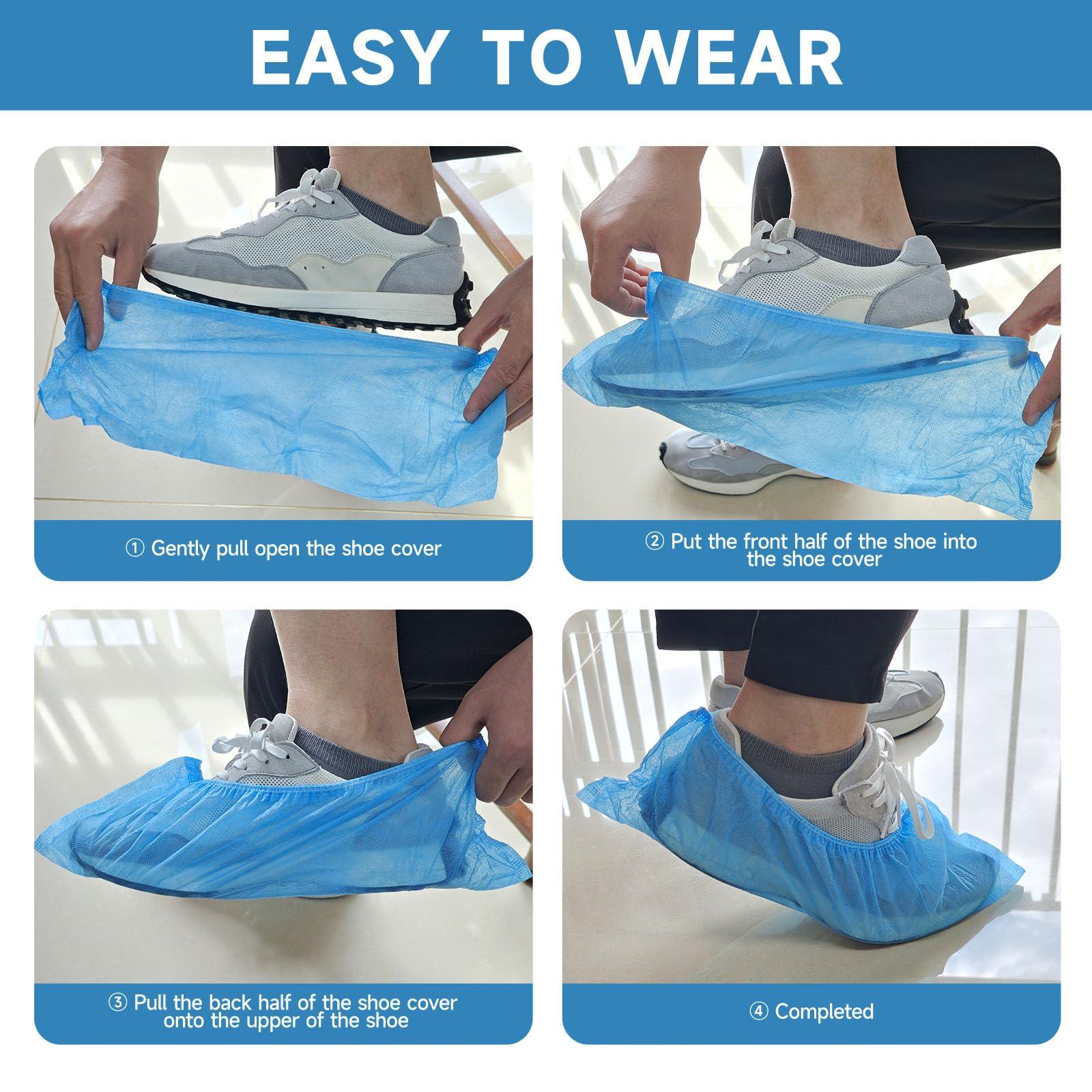 Kearning 100 Pack(50 Pairs) Shoe Covers Disposable Water-Resistant Non Slip Shoe Cover Indoor Booties for Shoes Covers Non-Woven Boot Covers Foot Covers Fits Size Up To Men 11 Women 13 House Cleaning - Image 6