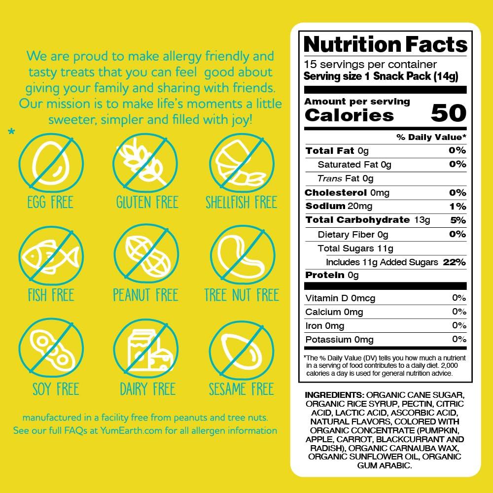 YumEarth Organic Jelly Beans - Fruity Candy Snack Packs, Gluten Free Snacks for Kids - Allergy Friendly, Non-GMO, No Artificial Flavors or Dyes - Assorted Flavors, 7.5 oz. (Pack of 15) - Image 2