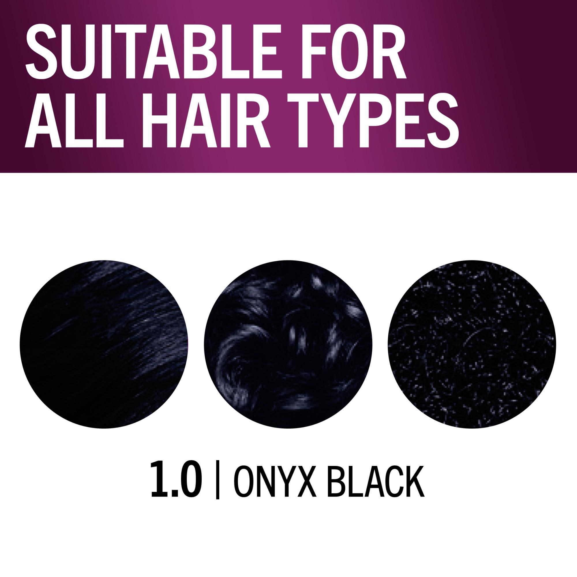 Schwarzkopf Keratin Color Permanent Hair Color, 1.0 Black Onyx, 1 Application - Salon Inspired Permanent Hair Dye, for up to 80% Less Breakage vs Untreated Hair and up to 100% Gray Coverage - Image 5