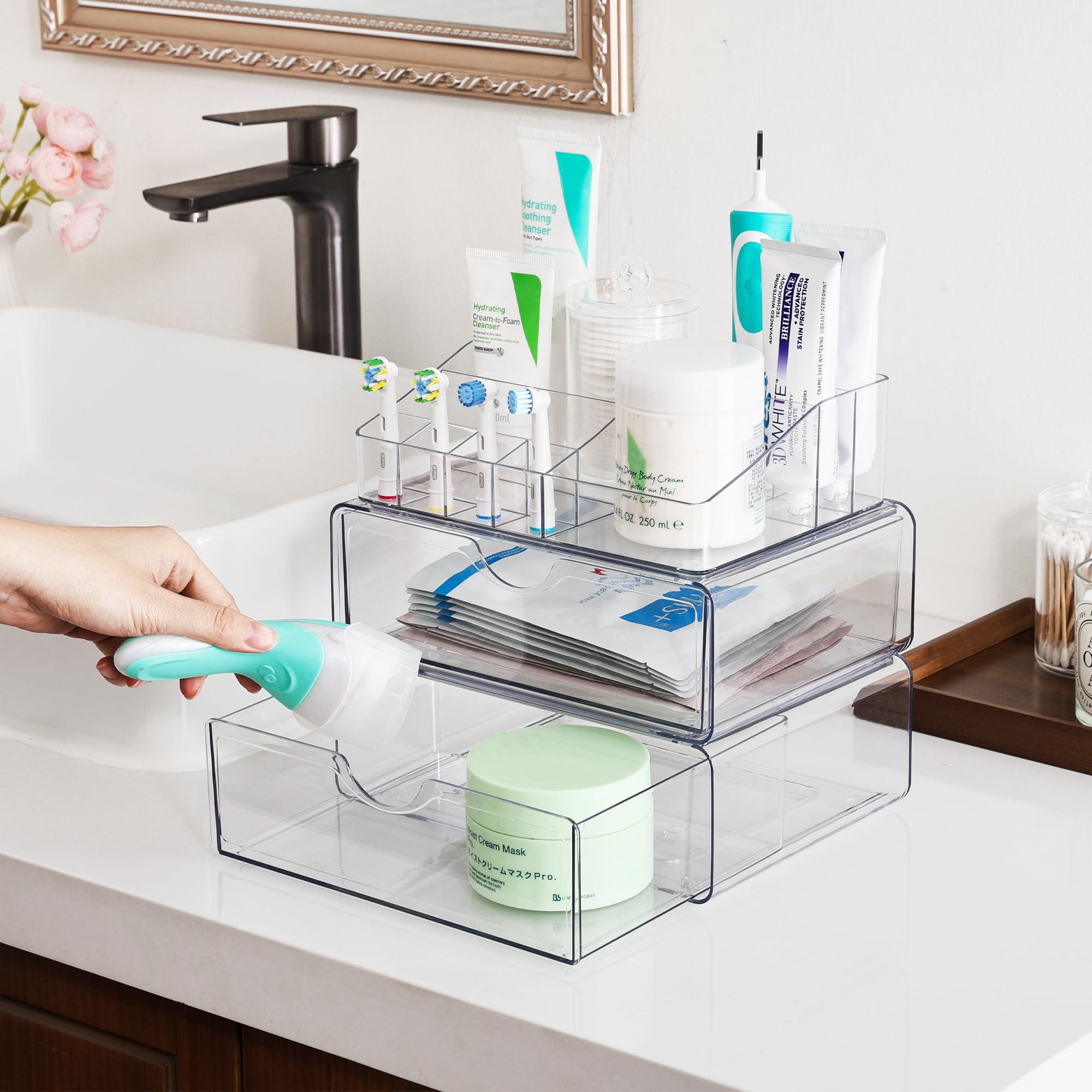 Vtopmart 3 Tier Clear Makeup Organizer with Drawer, Cosmetic Storage for Dresser Countertop and Bathroom Vanity, Beauty Holder for Lipstick Brush Skincare - Image 2