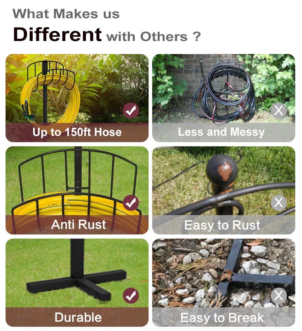 Artigarden Freestanding Garden Hose Holder Hanger, Heavy Duty Metal Water Hose Storage Stand Rack - Image 5