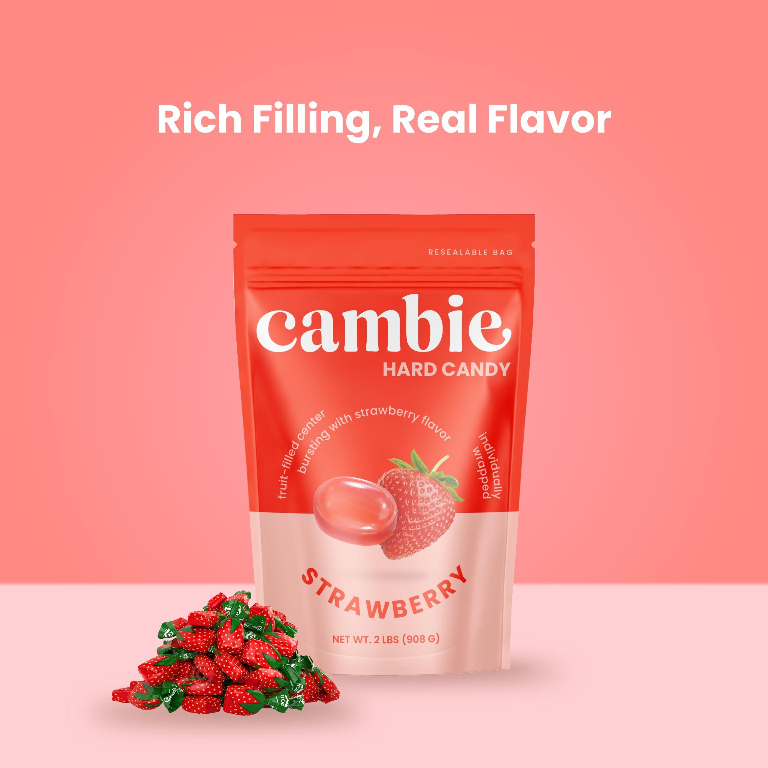 Strawberry Hard Candy Individually Wrapped by Cambie, 2 lbs of Strawberry Candy with a Deliciously Sweet Hard Exterior with a Soft, Fruit-Filled Center - Image 7