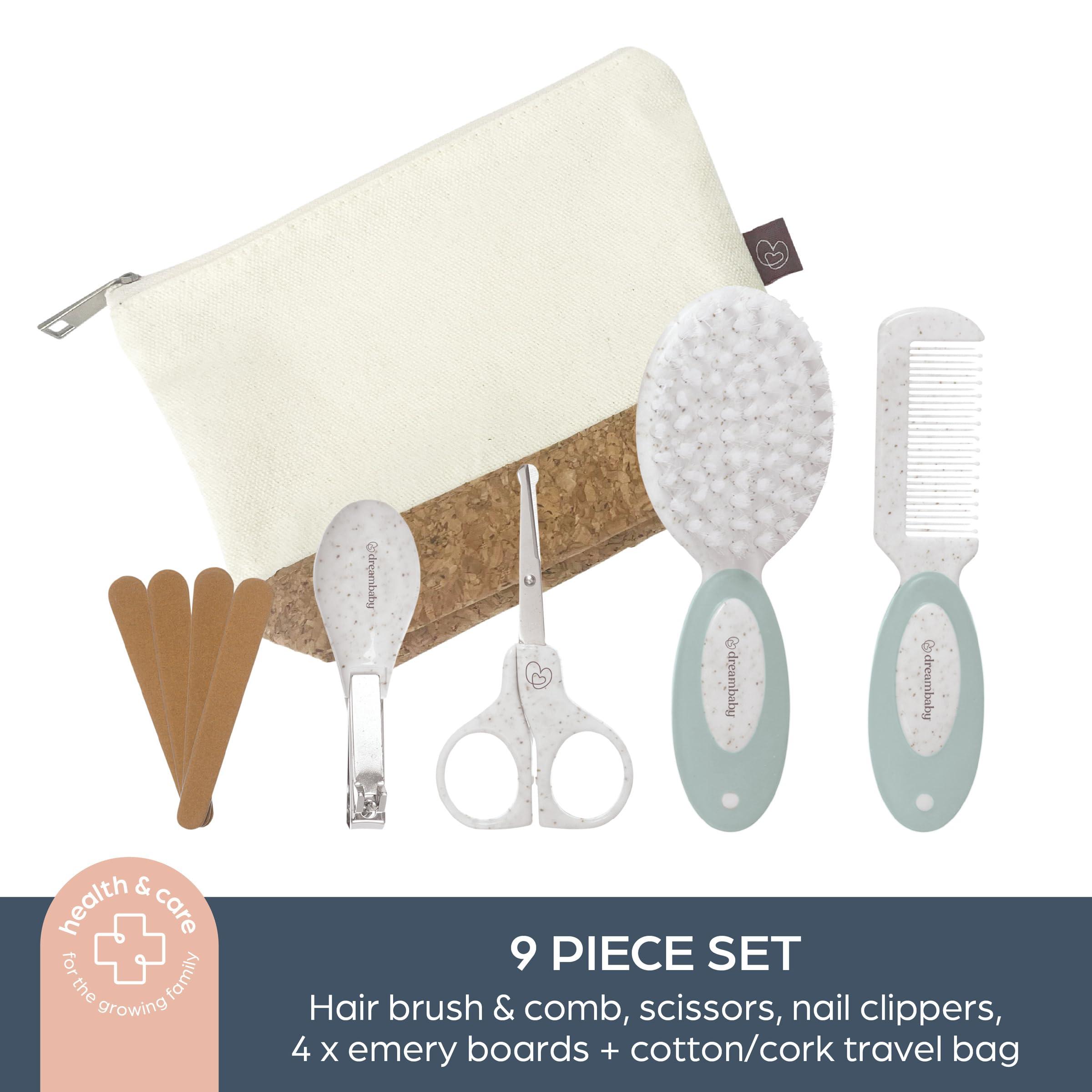 Dreambaby Neat & Tidy 9pc Wheatgrass Baby Grooming Kit - Eco-Friendly Baby Care Kit with Cotton & Cork Travel Bag - Soft Brush, Comb, Safety Scissors, Nail Clippers - Less Plastic Waste - Image 6
