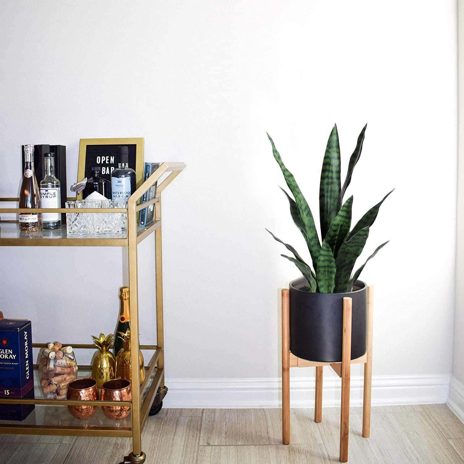Beebel Artificial Snake Plant 22 Inch Fake Sansevieria Fake Agave Potted Plants Plastic Greenery for Home Garden Office Store Decoration 12 Leaves (Green) - Image 2