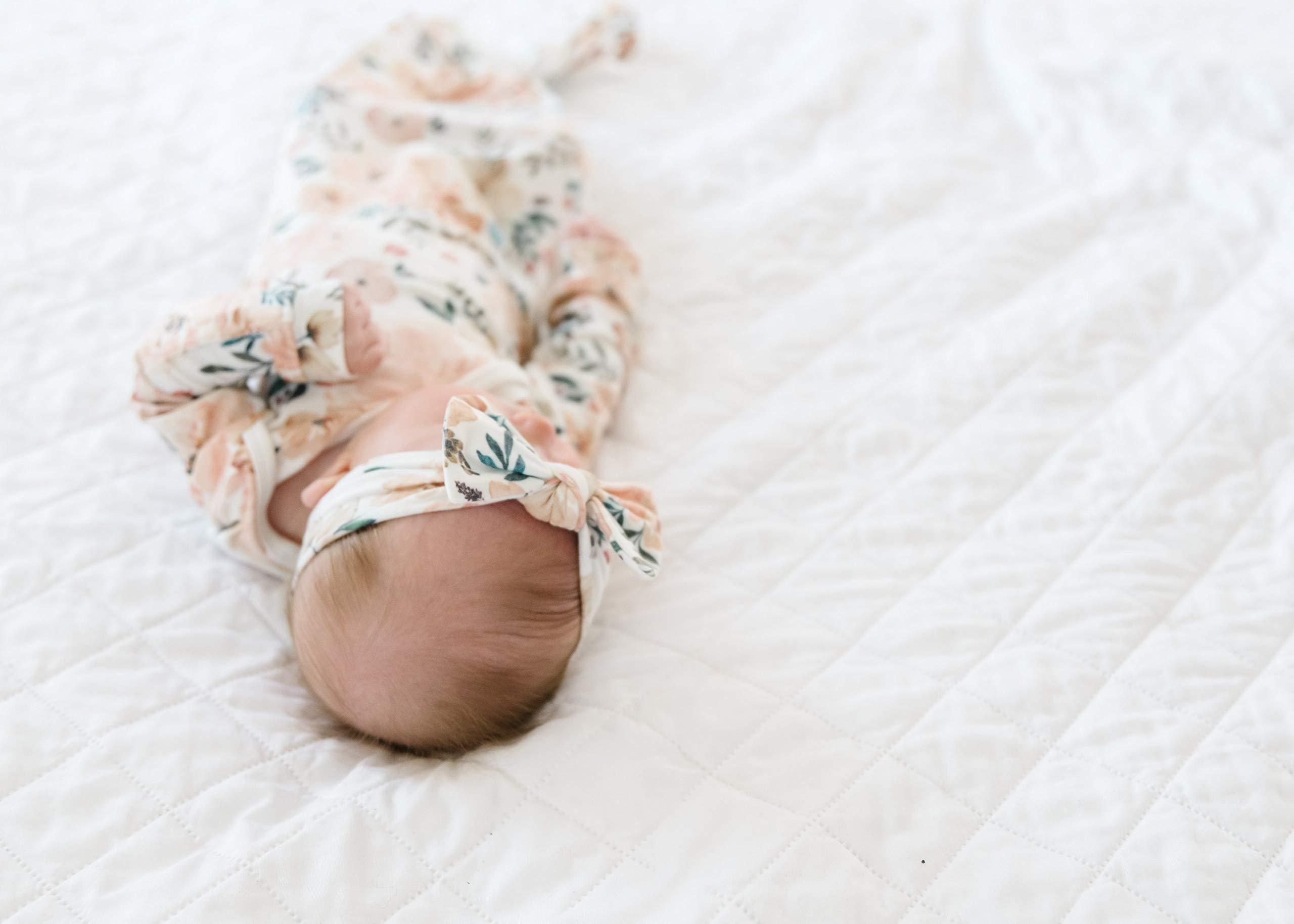 Copper Pearl Baby Gown - Knotted Newborn Sleepers for Baby Boy and Girl, Soft Stretchy Long Sleeve Infant Gowns with Bottom Tie and Hand Mittens, Perfect Hospital Coming Home Outfit (Autumn) - Image 4