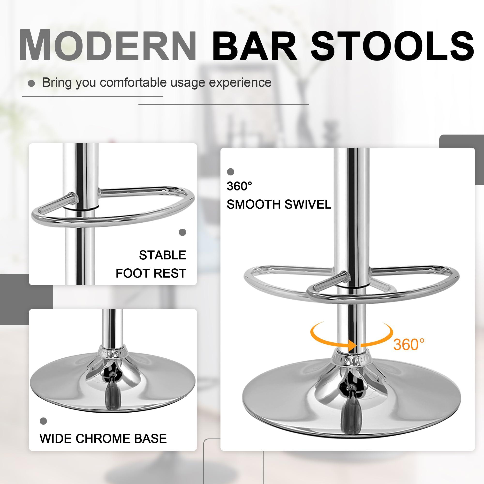 VECELO Bar Stools Set of 4, Adjustable Bar Stools with Back, Bar Height Stools for Kitchen Counter - Image 6