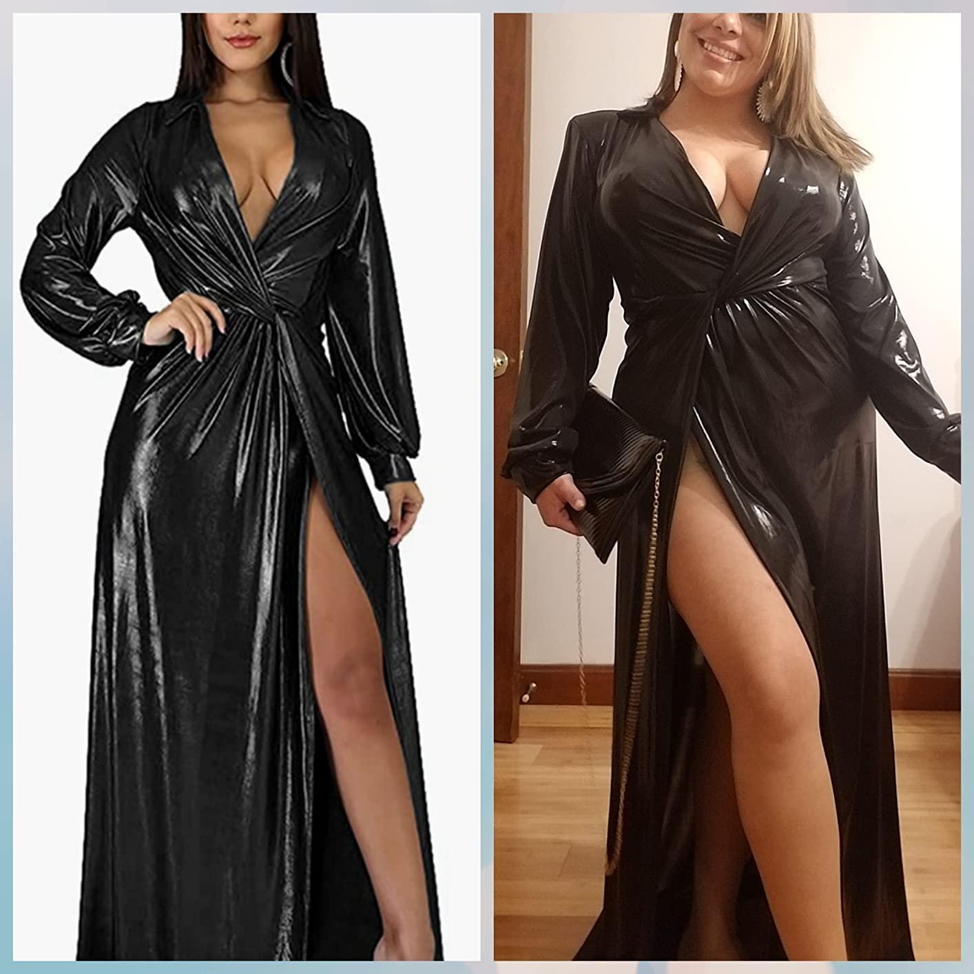 BestGirl Formal Long Sleeve Dress for Women Sequin Bodycon Ruched Sparkly Dresses - Image 5