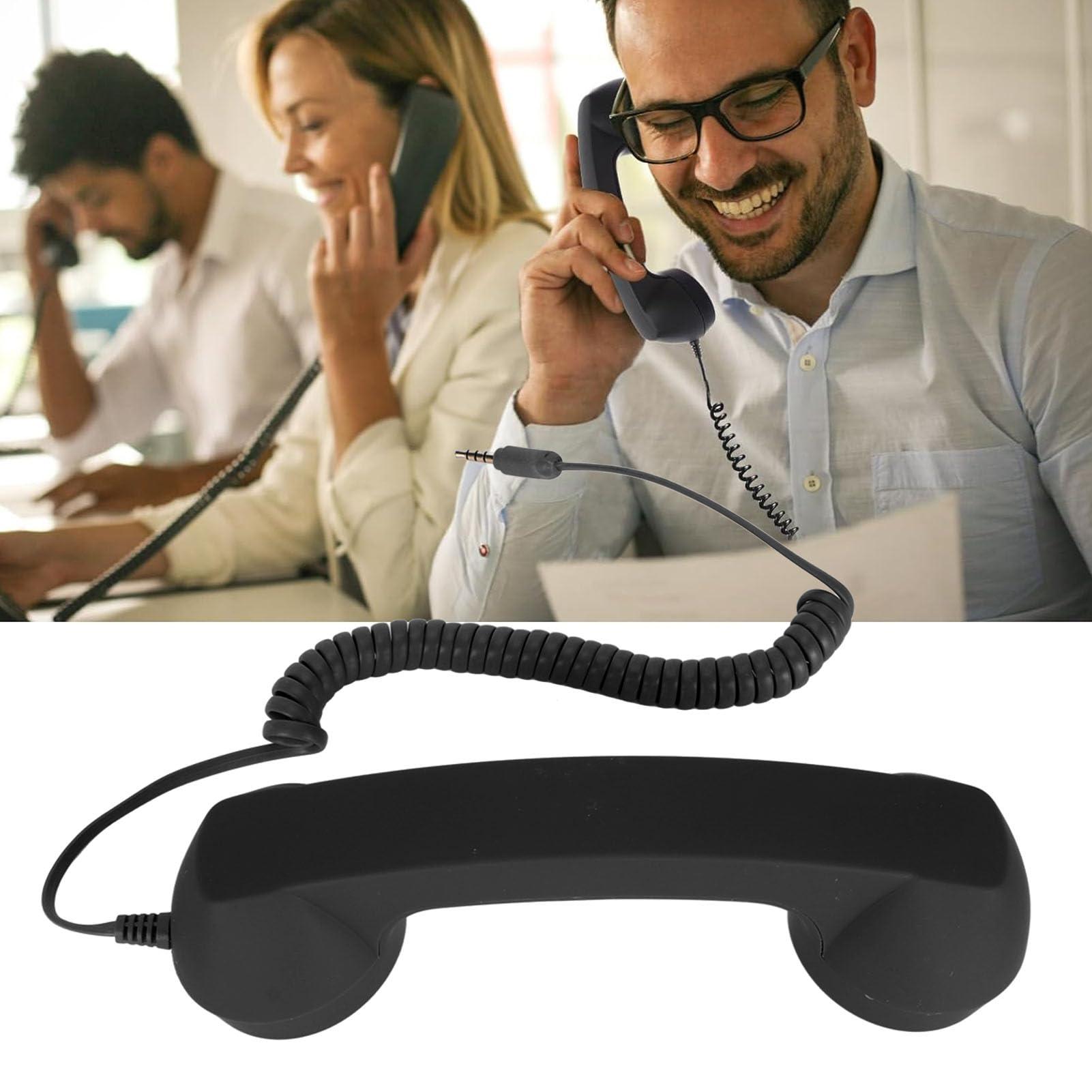 Retro 3.5mm Telephone Handset, Radiation Proof Cell Phone Receiver Mic Microphone Speaker, Vintage Phone Handset for Cellphone Smartphone,with USB C (Black) - Image 5