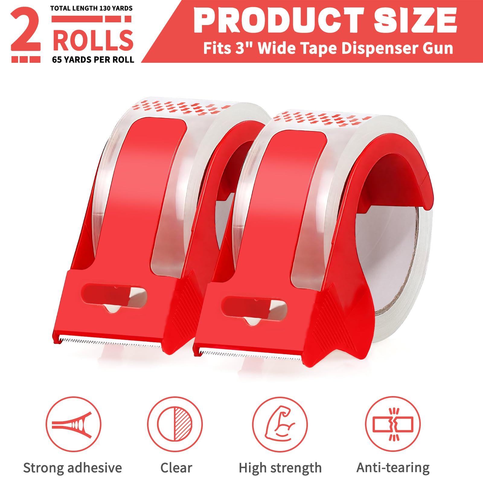 2 Rolls Clear Packing Tape with 2 refillable Dispenser, Heavy Duty Packaging Tape 1.88 Inches x 55 Yards, Strong Adhesive Packaging Tape for Moving Boxes, Shipping, Mailing, Office and Storage - Image 5
