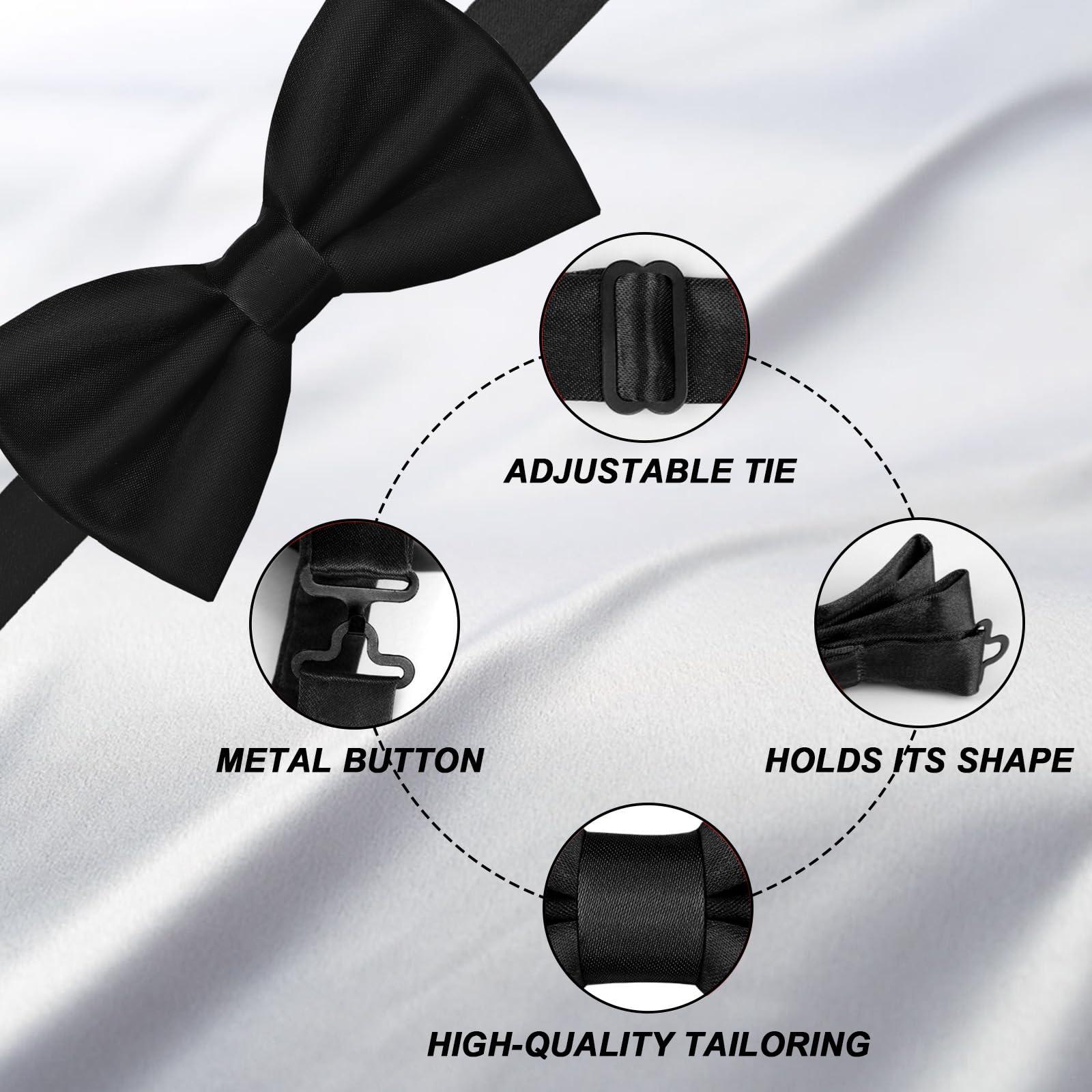 WOXVM Men's Bow Ties Solid Color Pre-Tied Bow Tie Satin Formal Tuxedo Bowtie Adjustable Neck Bowtie for Men Wedding Party - Image 4