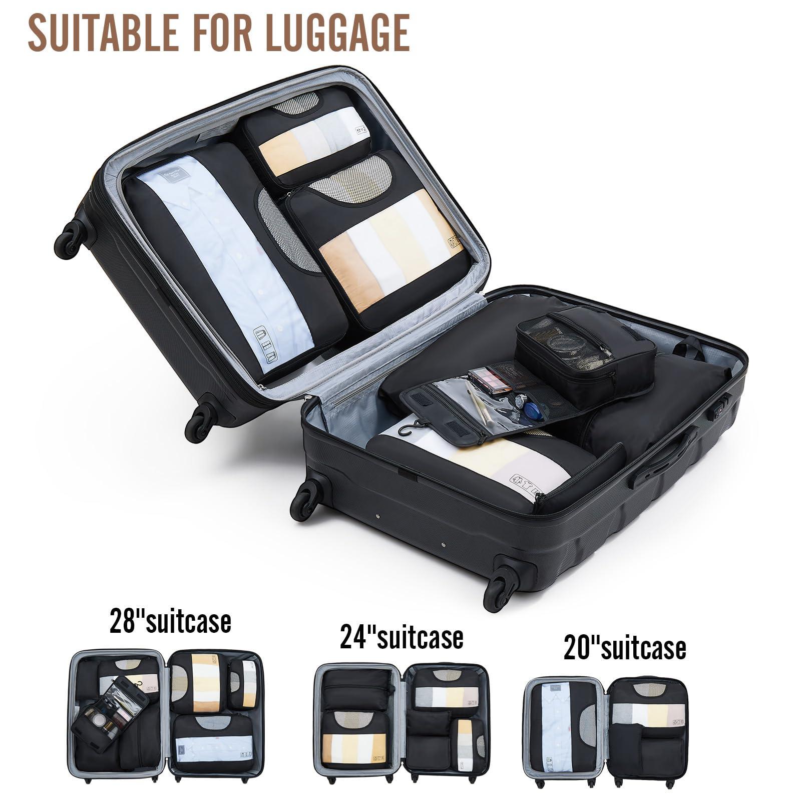 Veken 8 Set Packing Cubes for Travel Essentials, Suitcase Organizer Bags Set for Luggage, Road Trip Travel Accessories in 4 Sizes (Extra Large, Large, Medium, Small), Black - Image 6