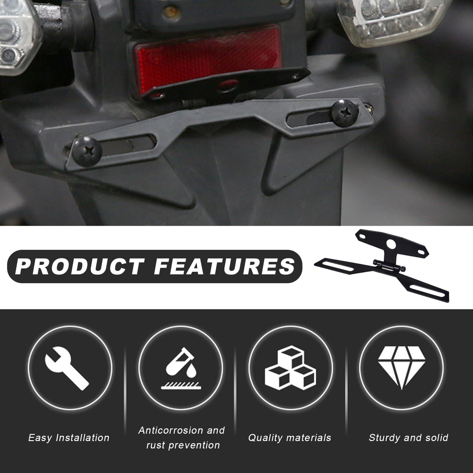 Wevdn 1 PCS Motorcycle License Plate Bracket, Adjustable Motorbike Fold License Plate Tail Light Mount Holder, Universal License Plate Holder for Scooter ATV Dirt Bike, Car Accessories - Image 4