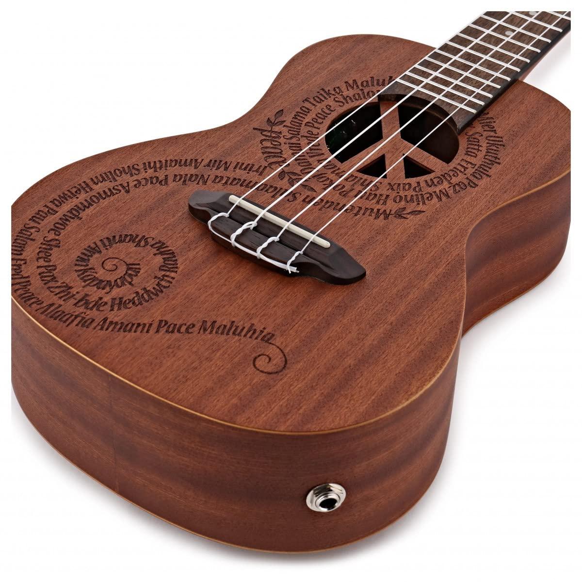 Luna Maluhia Peace Concert Ukulele with Gig Bag, Satin Natural - Image 2