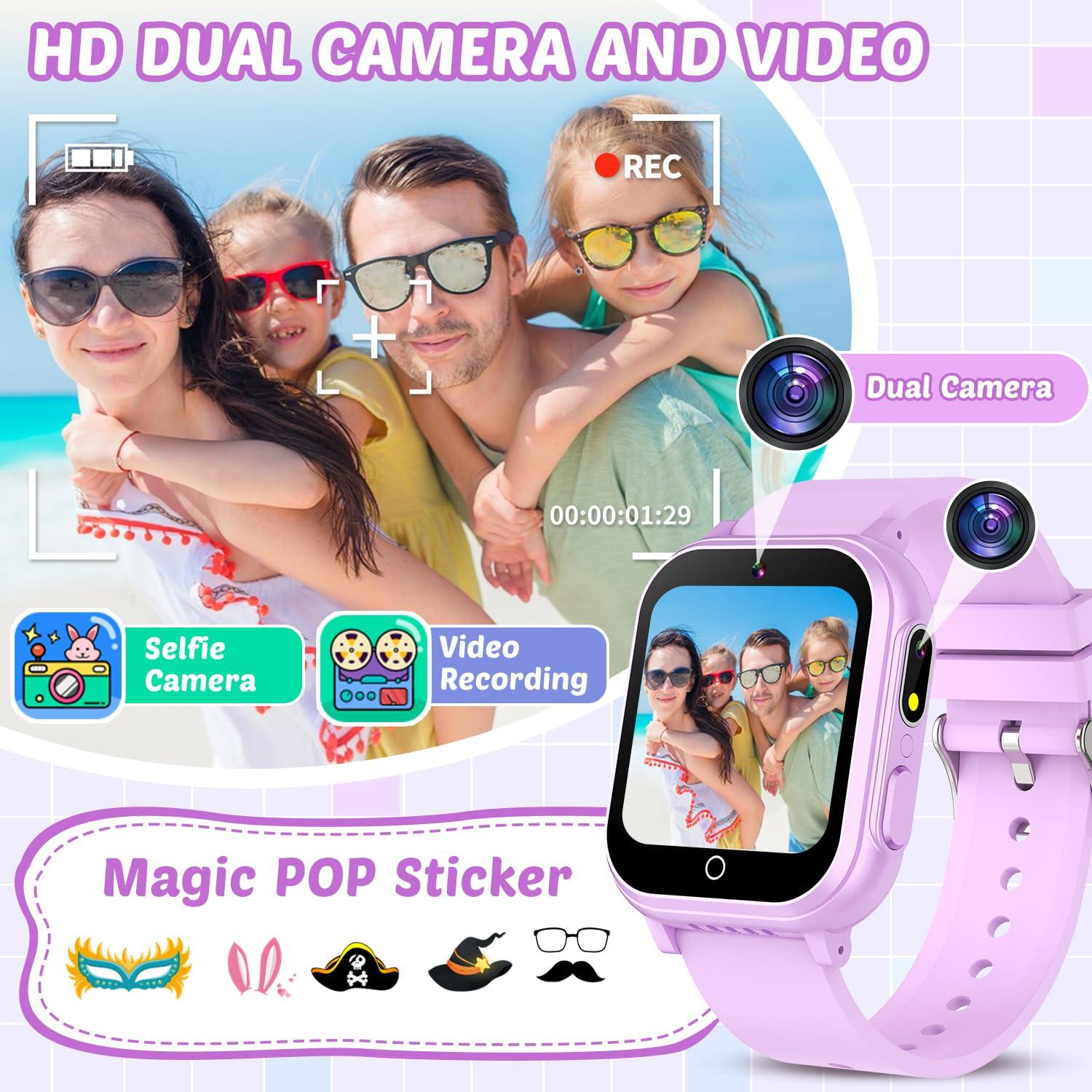 Waterproof Smart Watch for Kids Gift for Girls Age 5-12 with 32 Games, Dual Camera, Habit Tracking, Music Player, Video, Alarm Clock, HD Touchscreen Kids Smart Watch Birthday Toys for 6 7 8 9 Year Old - Image 5