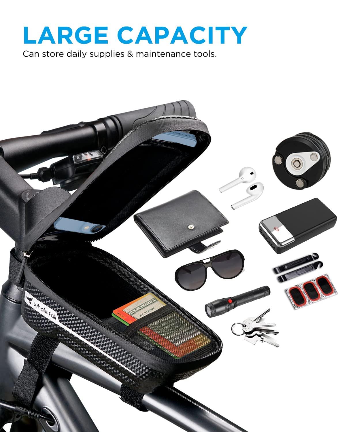 whale fall Hard Casing Bike Bag, Never Deform, Waterproof Bike Phone Holder with 0.25mm Sensitive TPU Touch-Screen, Bicycle Accessories, with Rain Cover for Phones under 6.9'' - Image 5