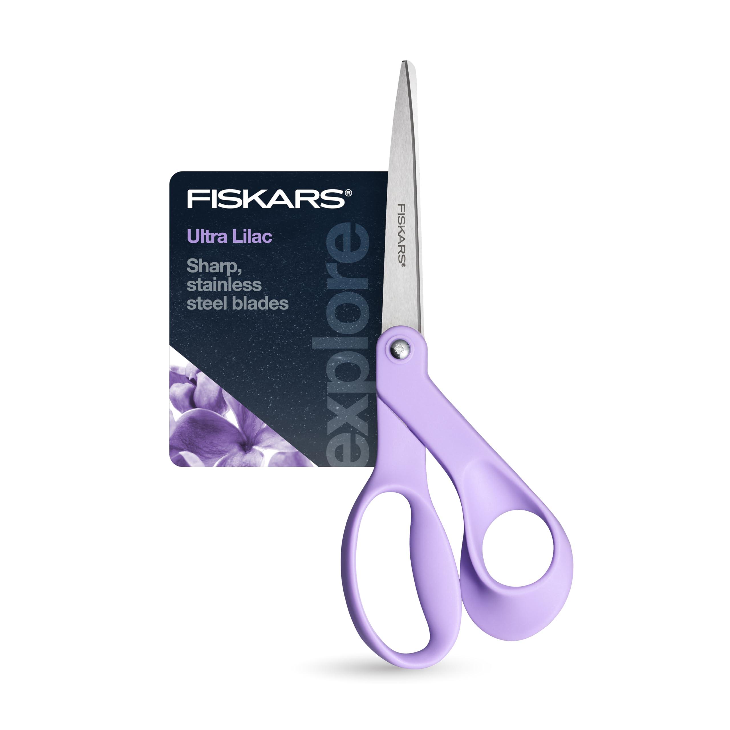 Fiskars Ultra Lilac Scissors, Explore Design Collection, High-Grade Stainless Steel Blades and Ergonomic Handles for Arts and Crafts