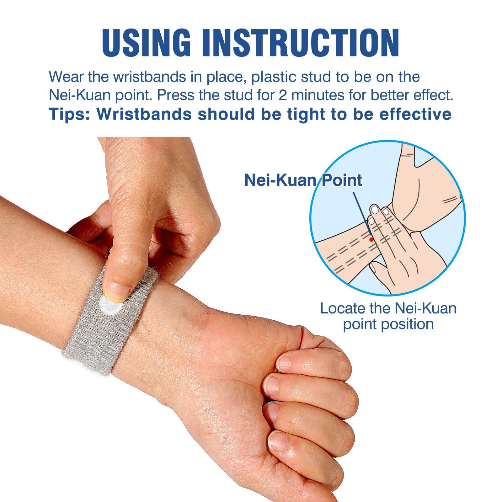Hionfurt Motion Sickness Bands Anti Nausea Wristband for Adult and Kids Morning Sickness Relief for Pregnant Women Acupressure Nausea Relief for Car, Sea, Air Sickness - 2 Pairs Grey, Grey - Image 3
