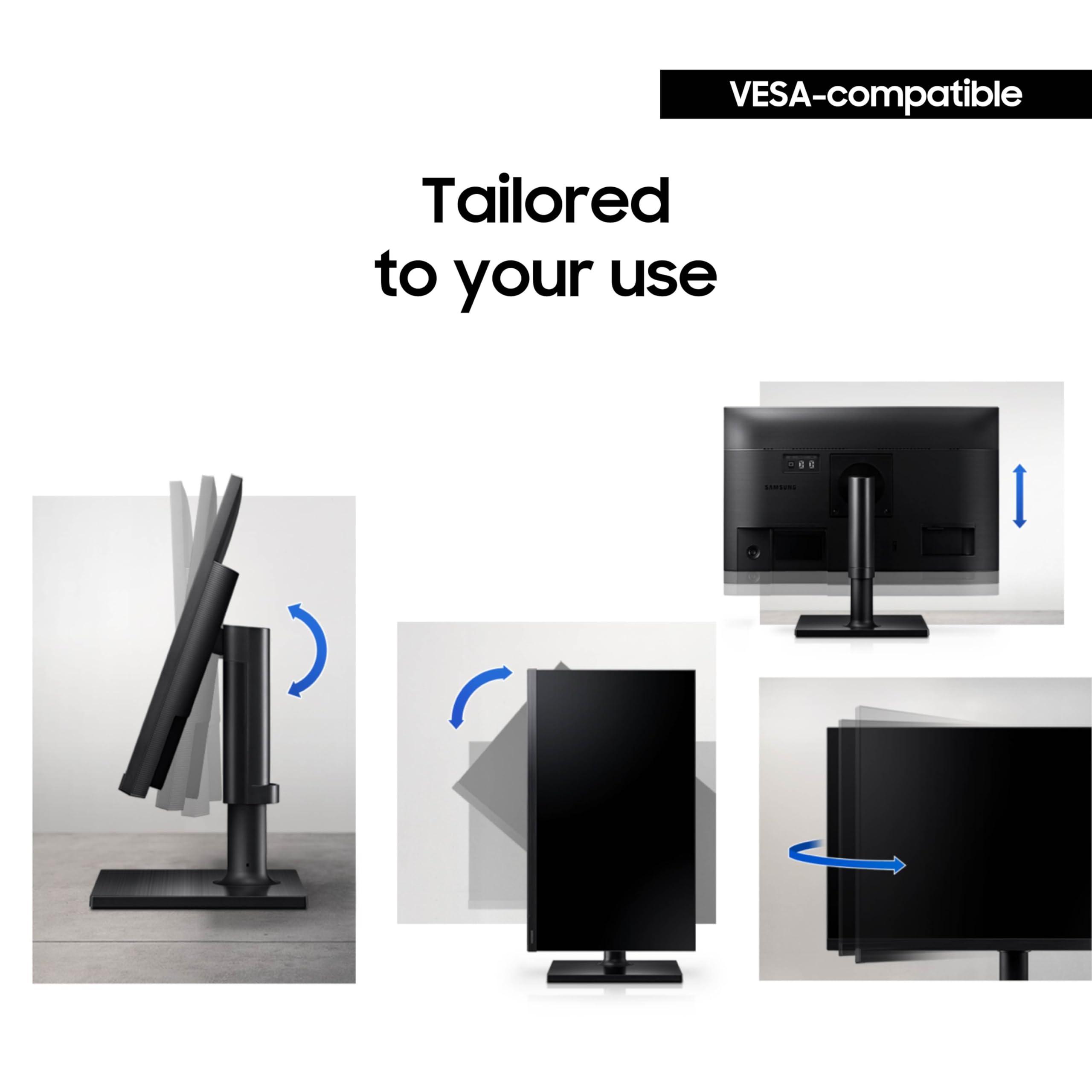 SAMSUNG FT45 Series 24-Inch FHD 1080p Computer Monitor, 75Hz, IPS Panel, HDMI, DisplayPort, USB Hub, Height Adjustable Stand, 3 Yr WRNTY (LF24T454FQNXGO),Black - Image 4