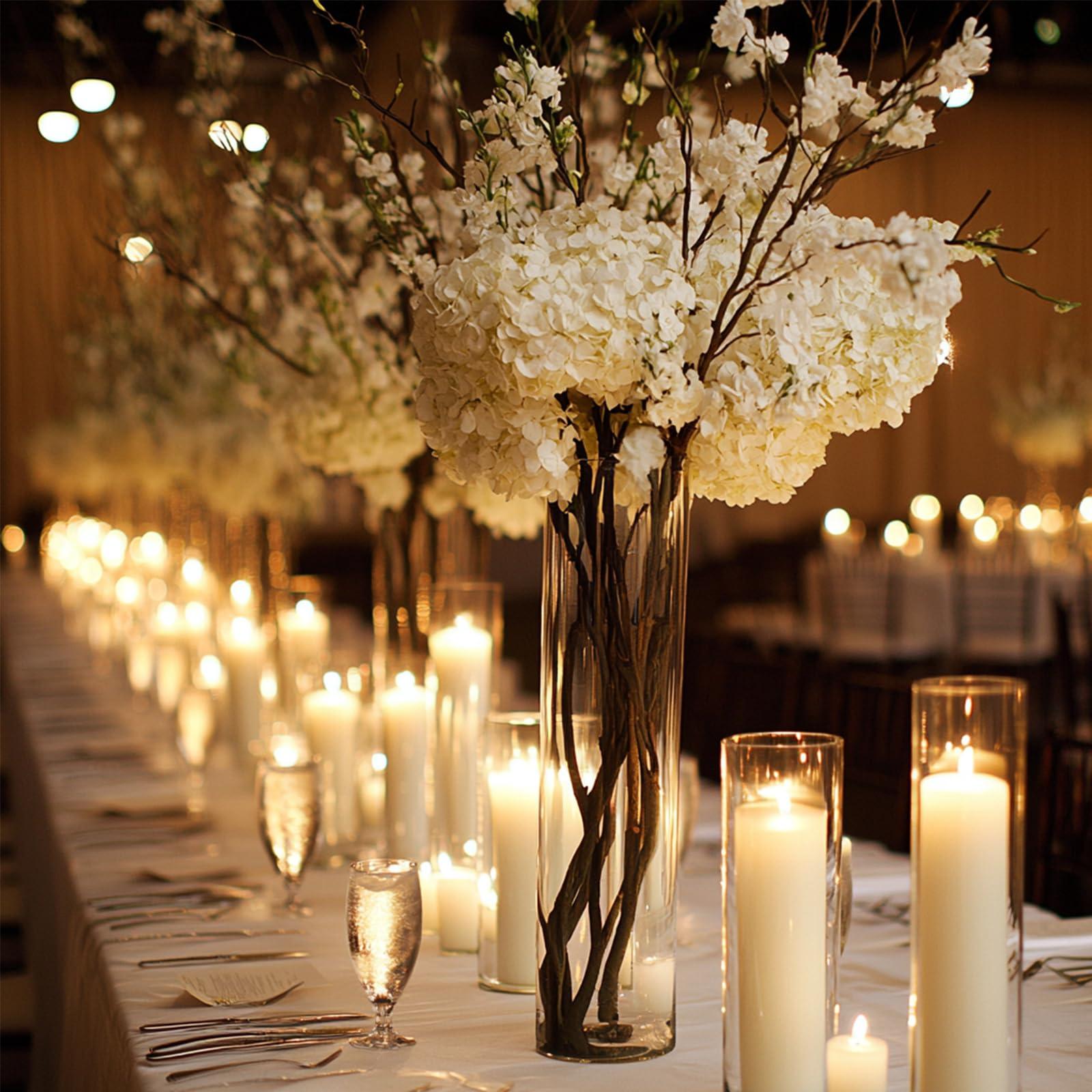 Set of 12 White Pillar Candles with Glass Cylinder Vases Clear Hurricane Glass Candle Holders for Centerpieces Ideal for Weddings Parties and Decor Sandraheer - Image 3