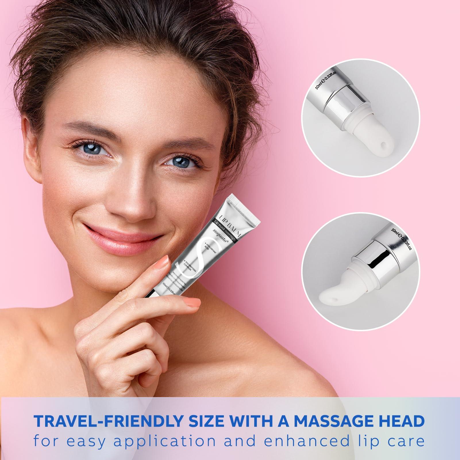 Peptide Lip Treatment Butter Balm: Mini Plumping Gloss Set for Dry Care, With Hyaluronic Acid and Mask Overnight for Glowy Skin, Travel Size Night Hydrating Balm - Image 3