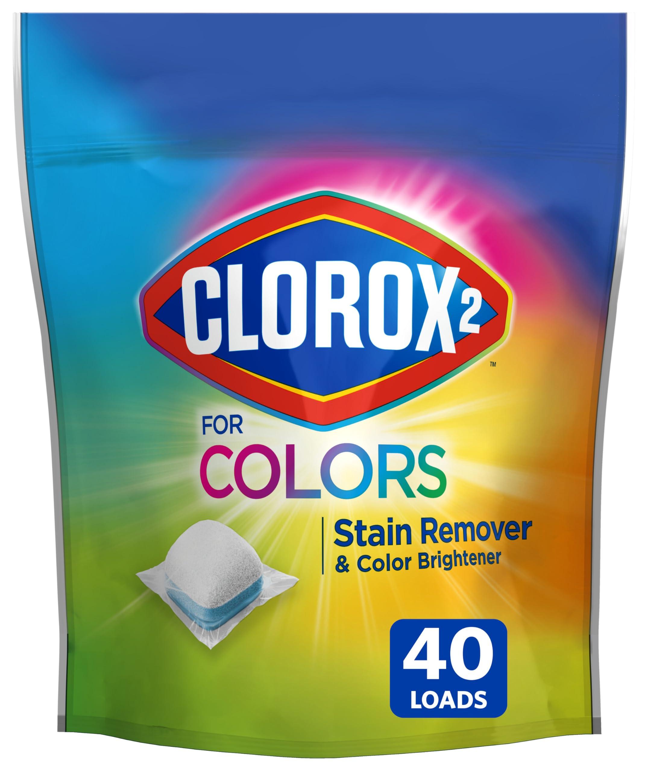 CLOROX 2 for Colors - Stain Remover and Color Brightener Packs, 40 Count (Packaging May Vary)