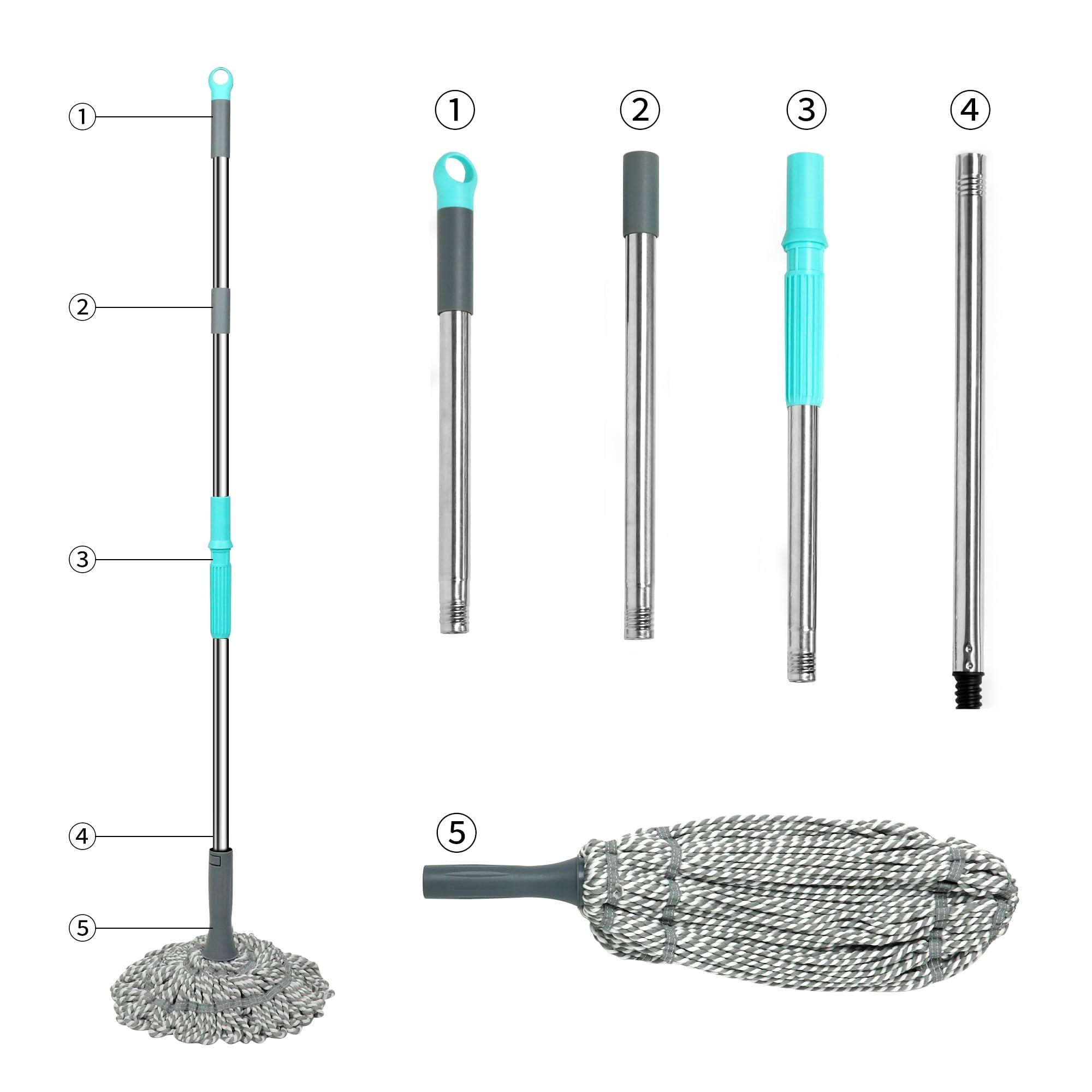 Kickleen Self Wringing Mop - Twist Mop with 52.5 Inch Long Handle, Heavy Duty for Hardwood, Tile, Vinyl & Laminate Floors - Image 6