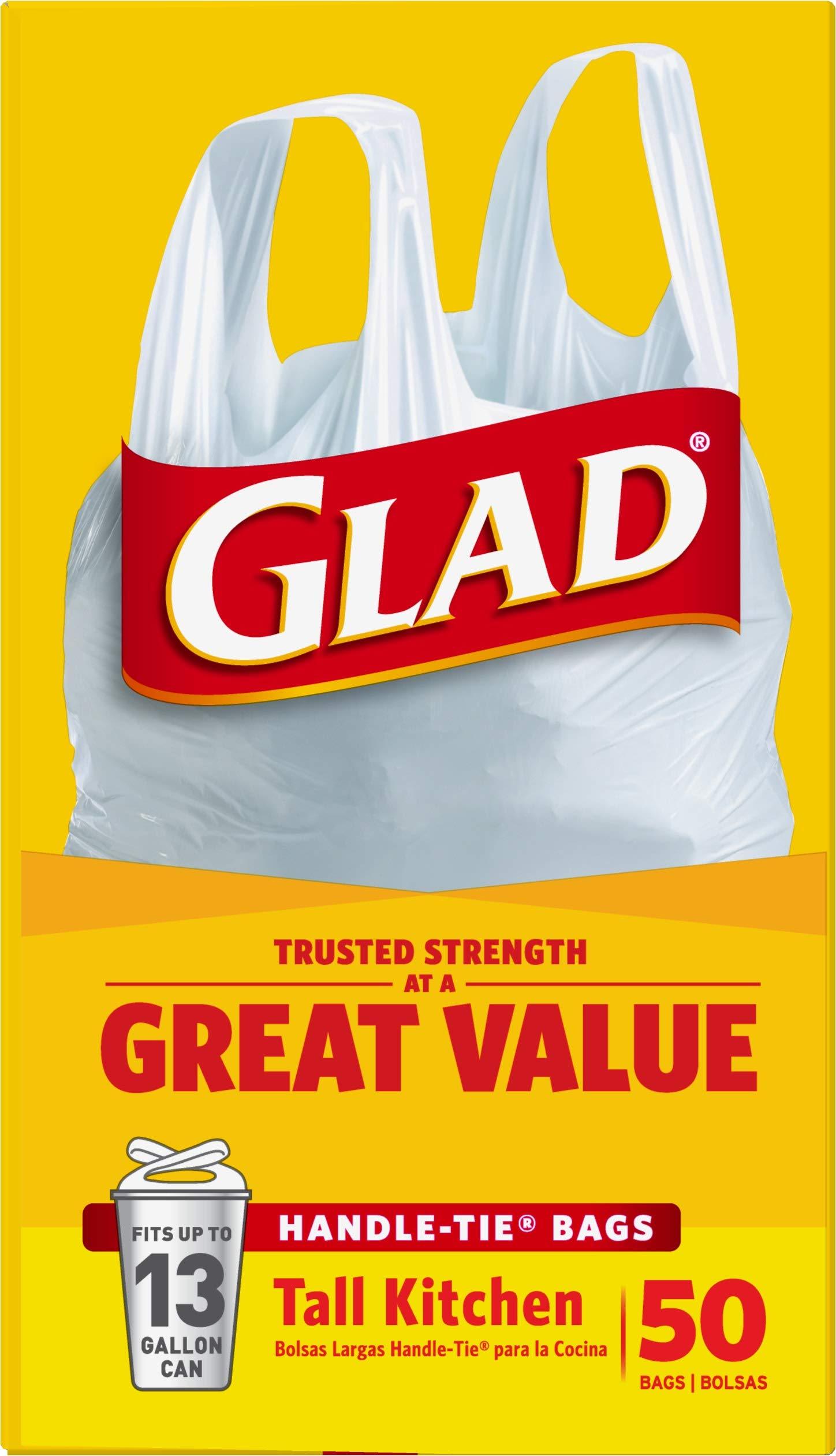 Glad Tall Kitchen Handle-Tie Trash Bags, 13 Gallon White Trash Bag, 50 Ct (Package May Vary) - Image 10