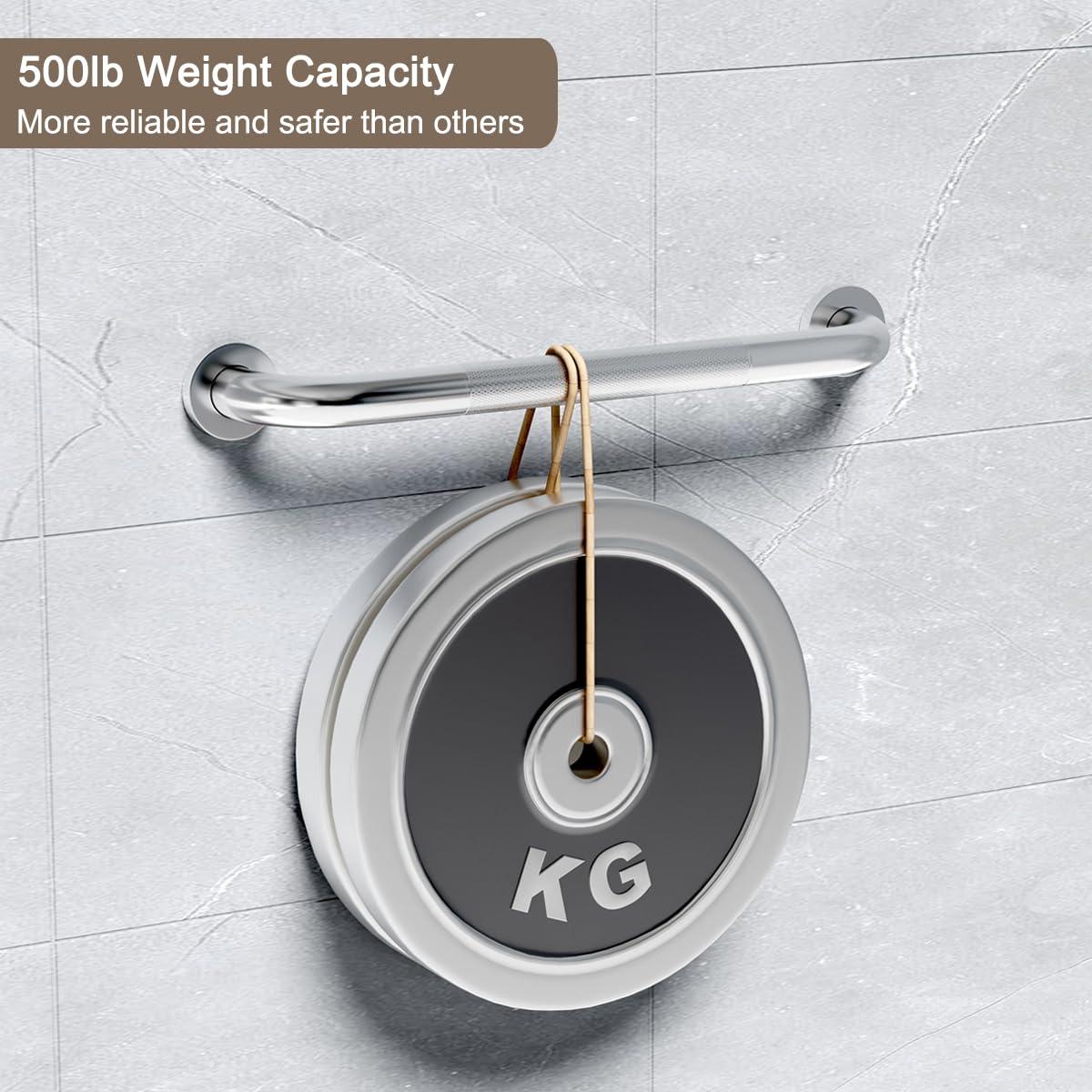 FANHAO 2 Pack Shower Grab Bar, 16 Inch Stainless Steel Bathroom Grab Bar with Anti-Slip Knurled Grip, Heavy Duty Shower Handle Bath Handle, Safety Bars for Elderly or Handicapped (Brushed) - Image 5