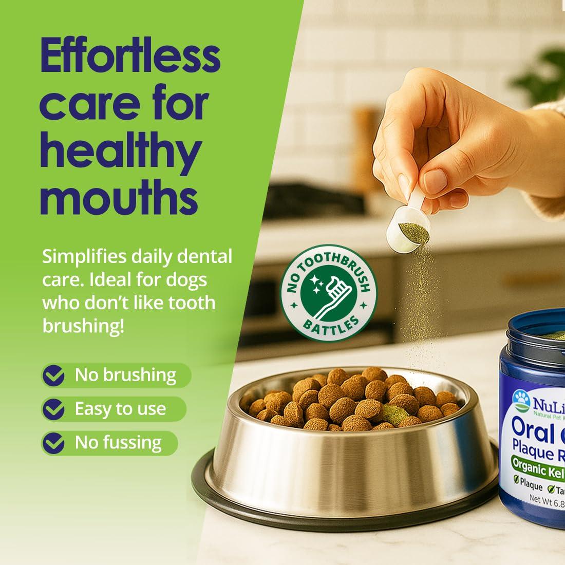 NuLife Natural Pet Health Dog Teeth Cleaning Powder, Dog Plaque and Tartar Remover, Bad Breath Treatment for Dogs with USDA Organic Sea Kelp Powder, Dog Dental Care Made Easy, for All Ages, 12 oz - Image 5