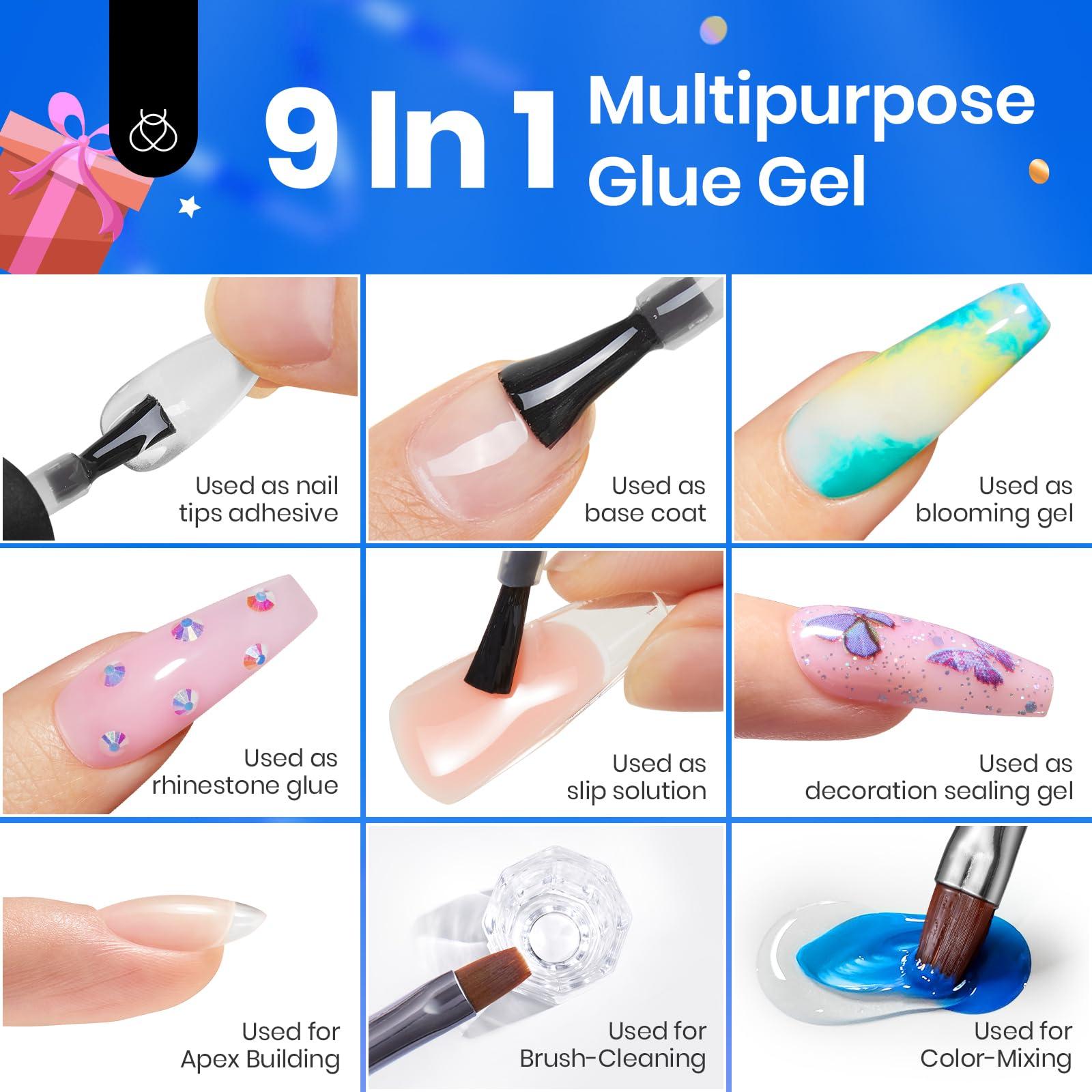 Beetles Top Coat Base Gel & Nail Glue Set-3Pcs No Wipe Top Coat Gel Nail Polish & Base Coat with 9 In 1 Nail Glue Shine Effect Long Lasting Soak Off Uv Light Lamp Diy Gift for Women & Girls - Image 2