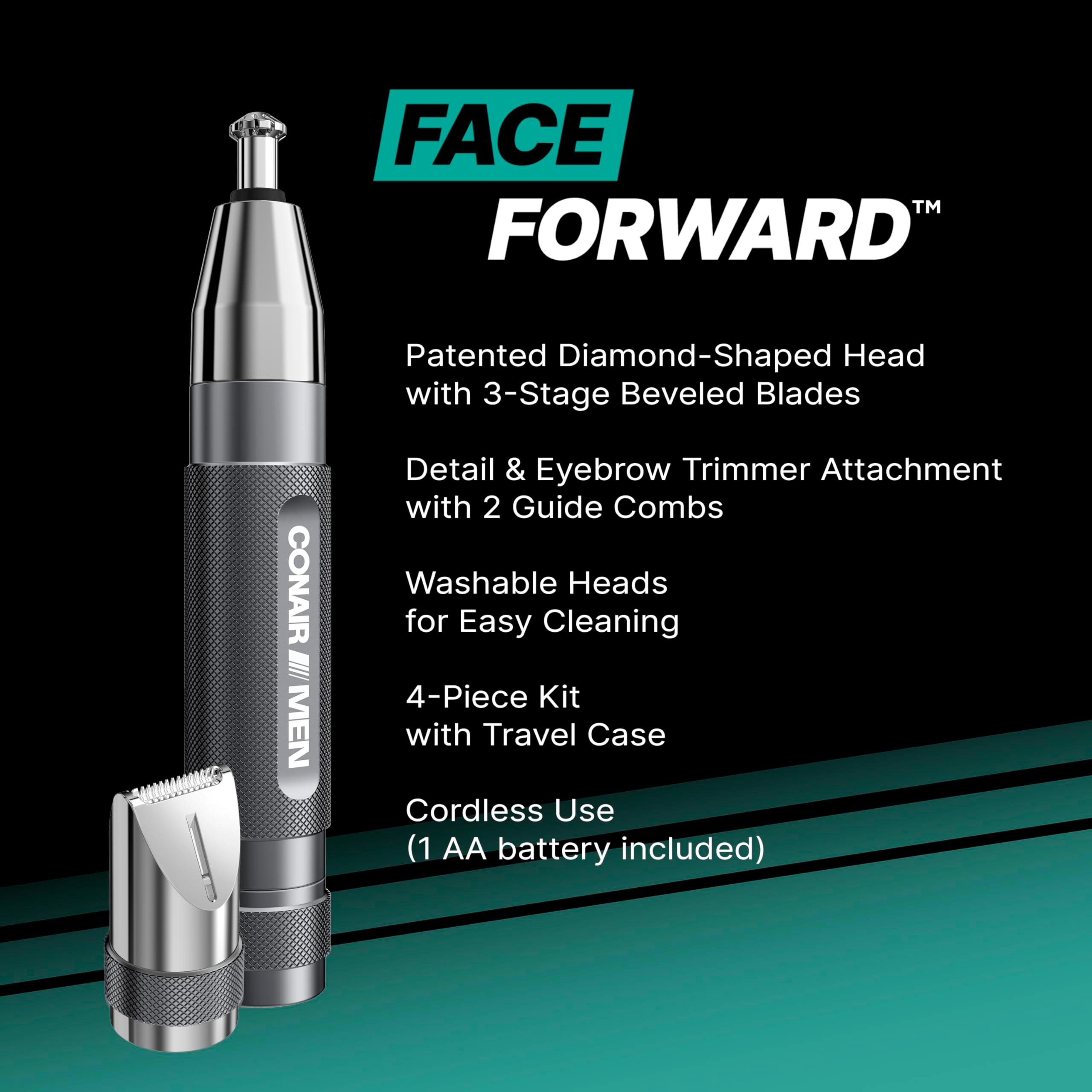 Conair Men Ear, Nose, and Eyebrow Trimmer, Patent 360 Bevel Blade for No Pull, No Snag Trimming Experience, 5-piece Kit with Travel Case - Image 6