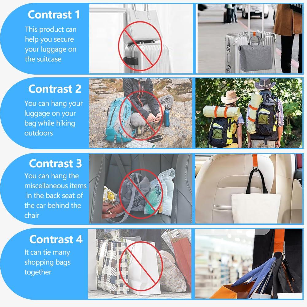 ZINMARK Luggage Straps for Suitcases, Add a Bag Luggage Strap Jacket Gripper Luggage Connector, Adjustable Luggage Hook Baggage Suitcase Belts Travel Accessories for Carry Your Extra Bags, Orange - Image 6