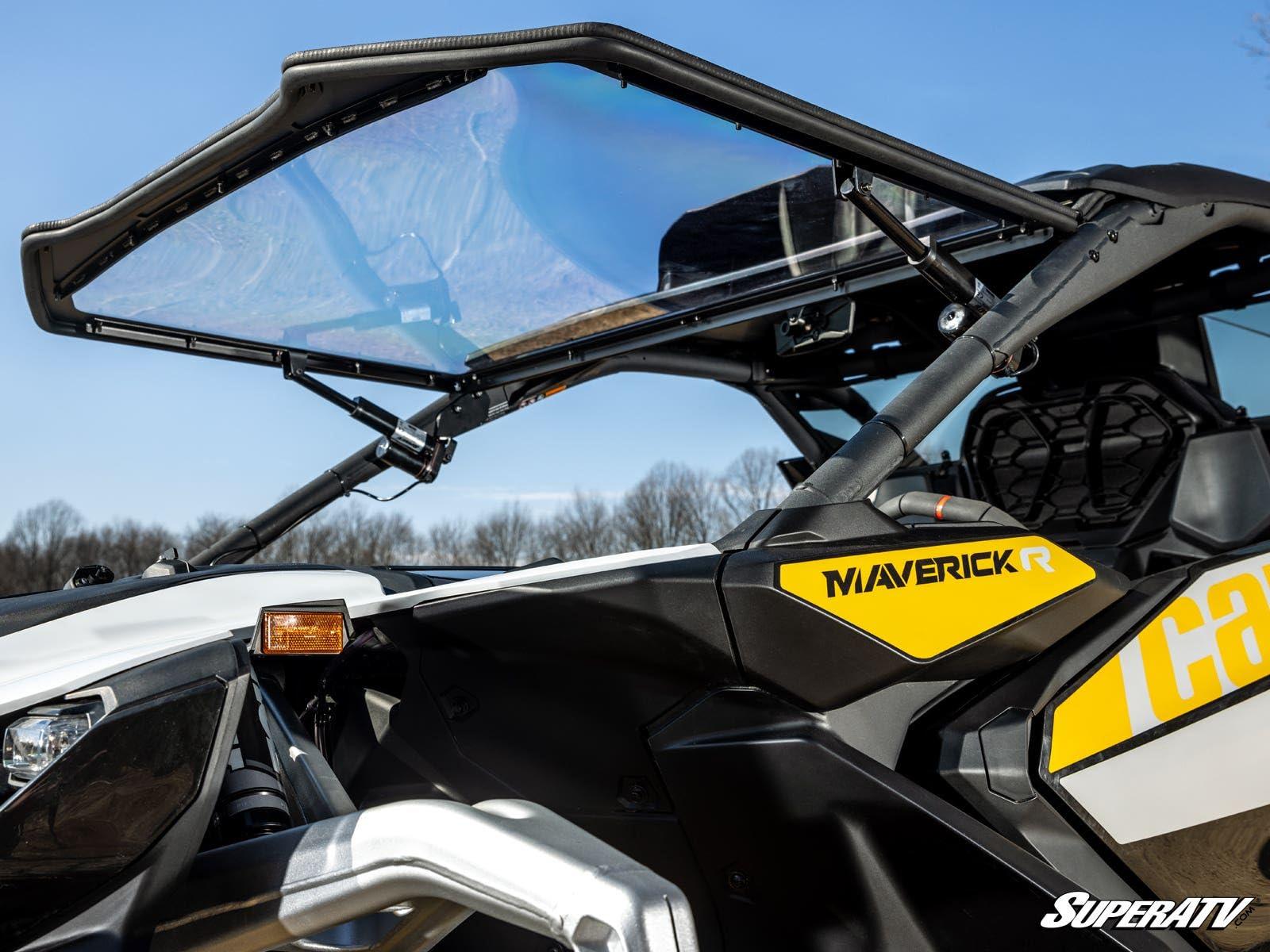 SuperATV MaxDrive Power Flip Windshield for Can-Am Maverick R MaxDrive, Can be Opened to Any Position for Full Airflow Control, 1/4” Polycarbonate 250x Stronger than Glass, USA Made - Image 8