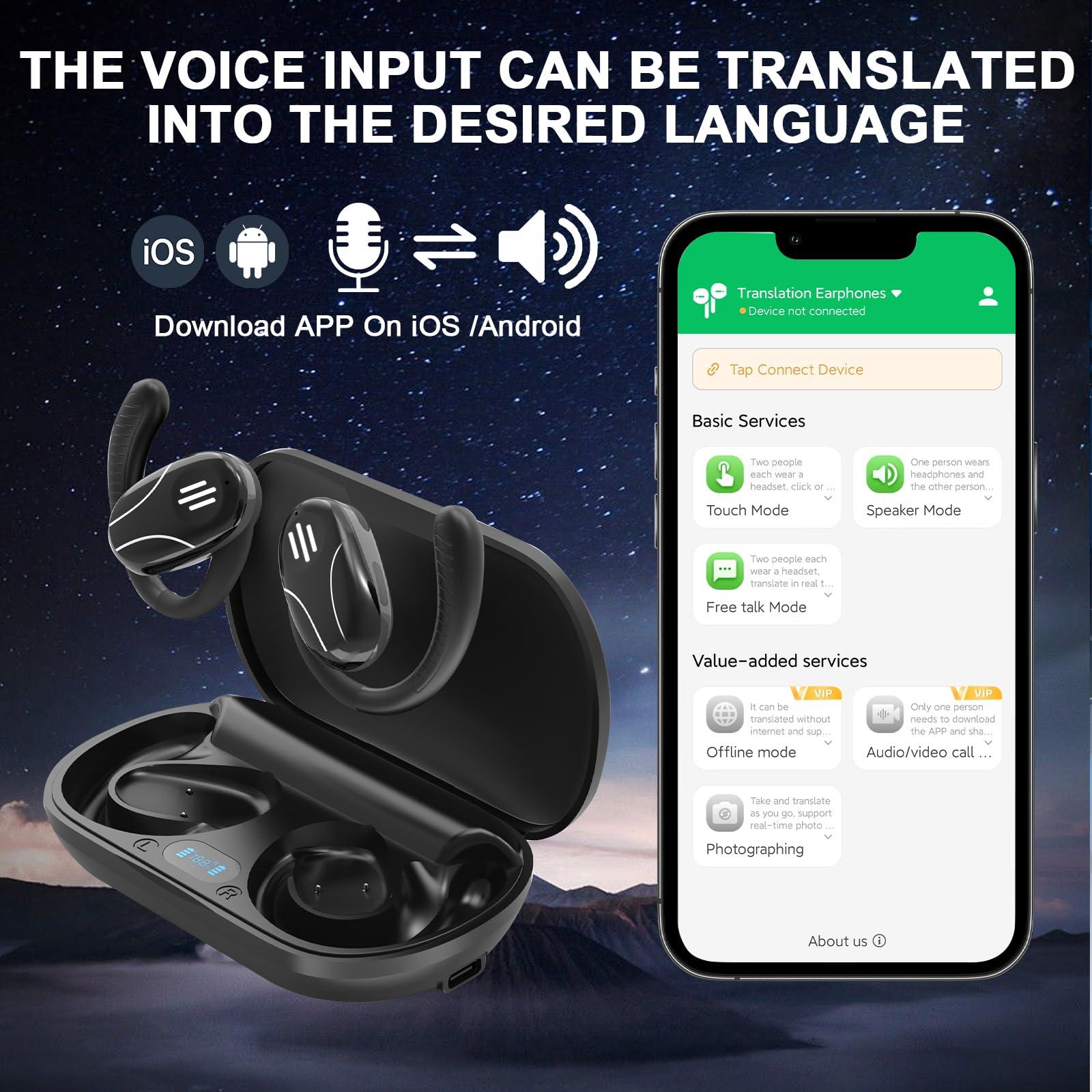Language Translator Earbuds, 3-in-1 AI Translation Earbuds Real Time Supports 144 Languages Translate Headphones Two Way Online Bluetooth Instant Voice Translation Device for iOS & Android - Image 6
