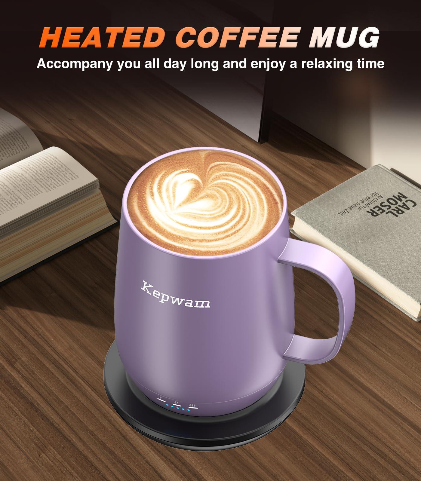 Kepwam Self Heating Coffee Mug, 16oz Smart Heated Coffee Mug, 150 Min Battery Life - Hot up to 149℉ Temperature Control Coffee Mug Warmer, Gifts for Women and Men (No APP) - Image 6
