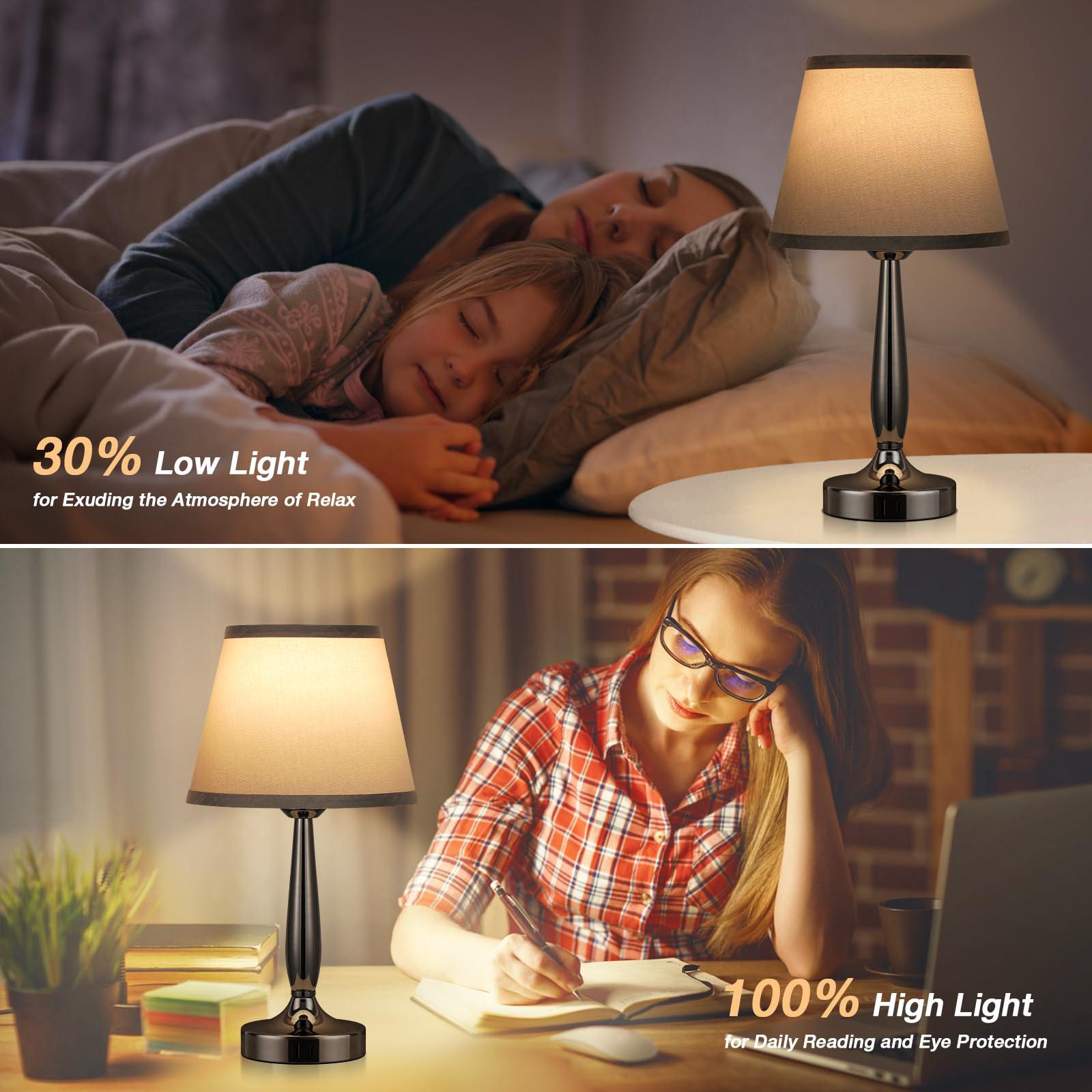 Kakanuo Touch Table Lamp for Bedroom, Small Bedside Lamp with USB C Charging Port, 3 Way Dimmable Touch Control Nightstand Lamp for Living Room and Office, LED Bulb Included - Image 5