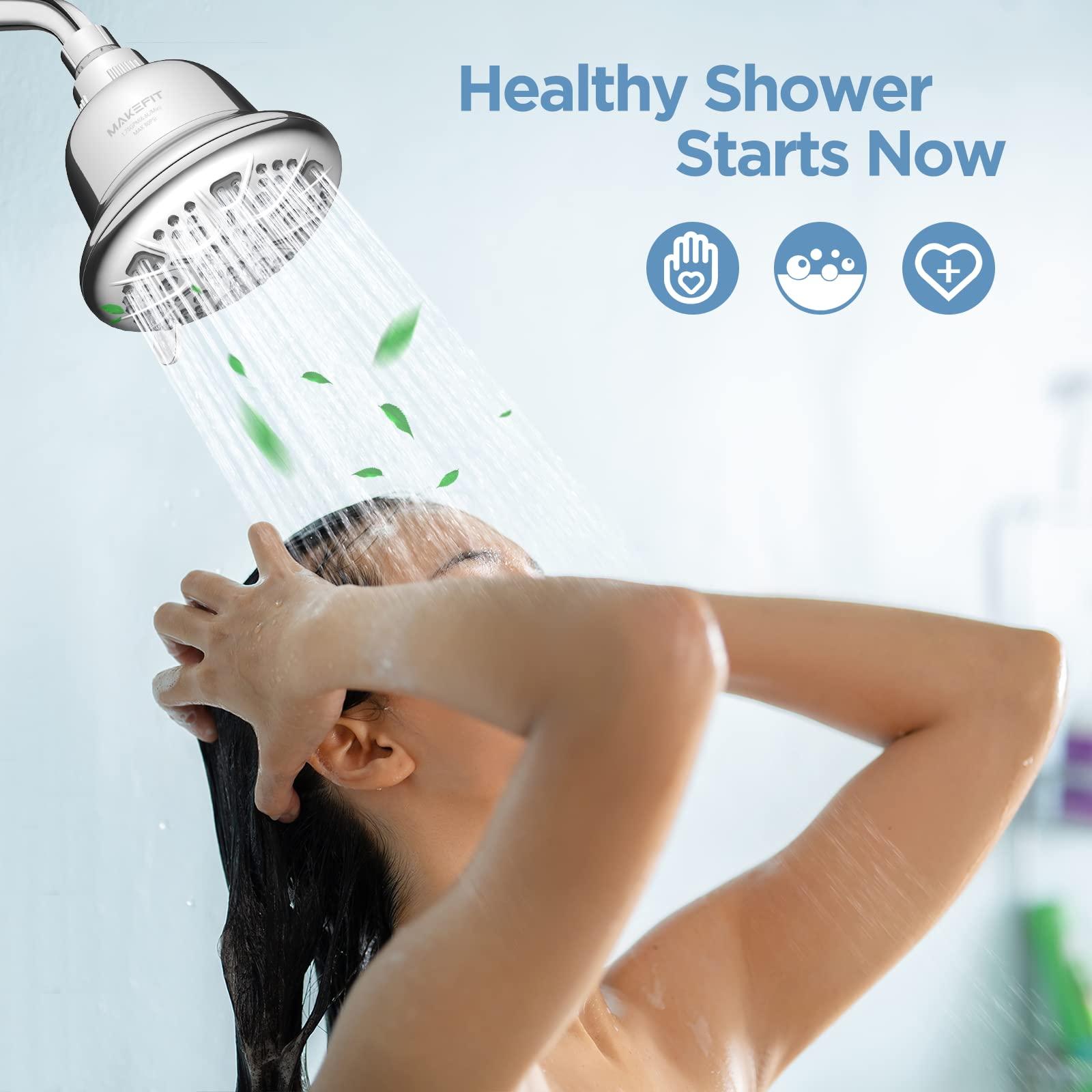 MakeFit Filtered Shower Head - High Pressure Shower Head with Filter for Hard Water Softener - 7 Settings Bathroom Rain Showerhead to Remove Chlorine and Heavy Metals (Chrome) - Image 7