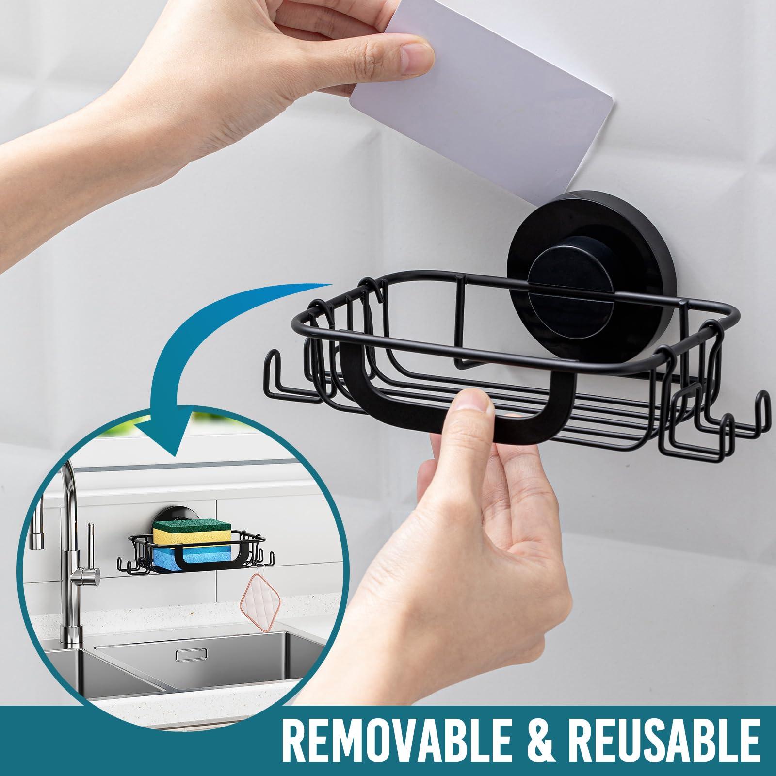 TAILI Soap Holder Dish Suction Cup with Hooks, Soap Saver Tray for Shower Wall, Bathroom, Tub, Rustproof Stainless Steel Sponge Holder for Kitchen, Drill-Free, Bathroom Shower Accessories(Black) - Image 9