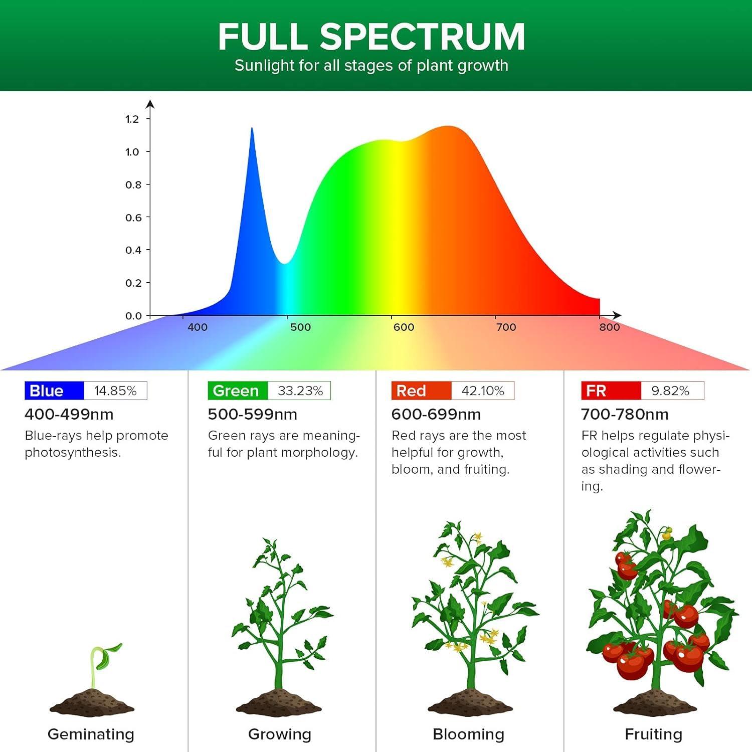 SANSI Dimmable Grow Light Bulb Full Spectrum, High PPFD 40W (600 Watt Equiv) with Remote, Auto On Off Timing 4 8 12 Hrs, Energy Saving Plant Light Bulb with E26 Base for Indoor Plants - Image 4
