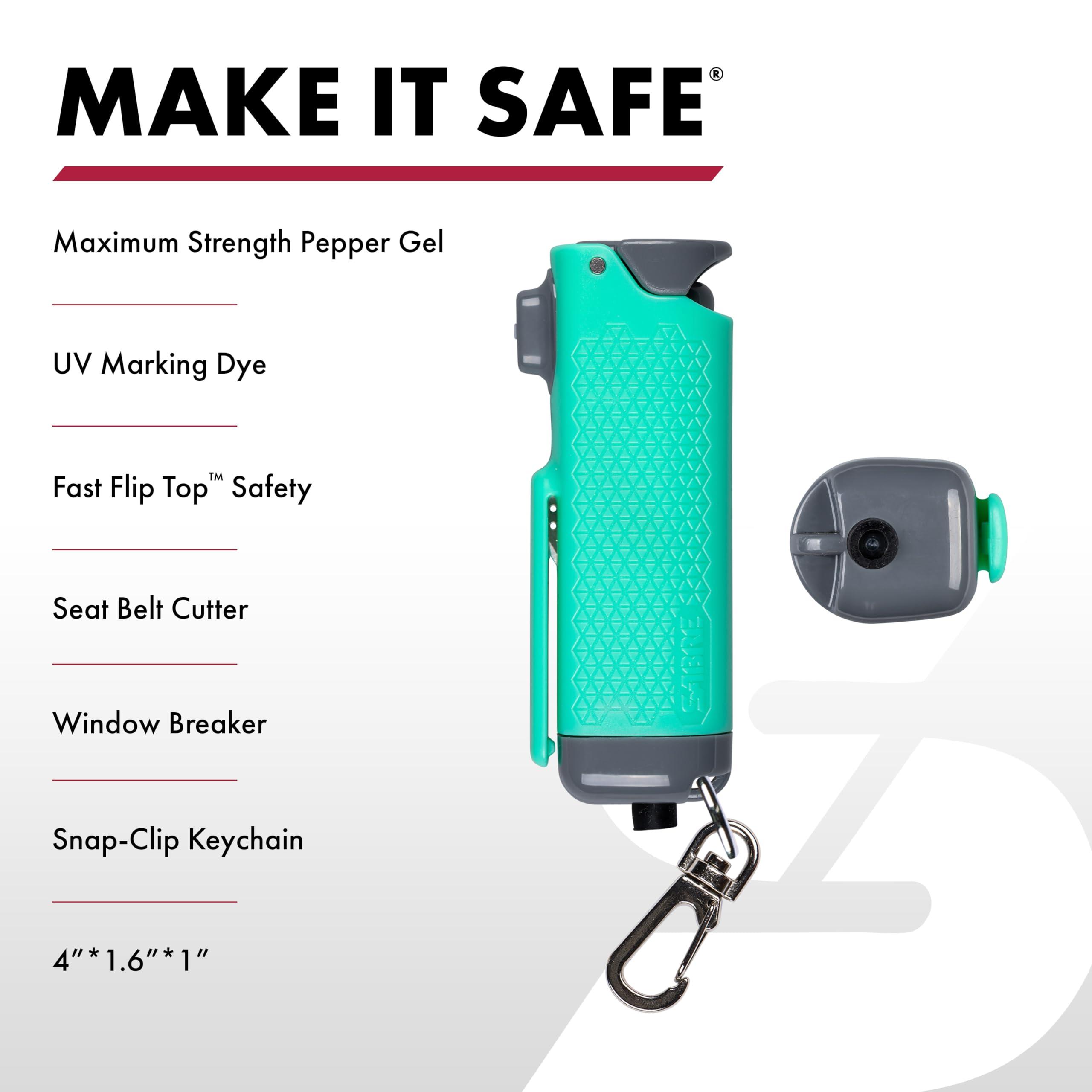 SABRE Safe Escape 3-In-1 Pepper Gel With Seat Belt Cutter & Window Breaker, Maximum Strength Pepper Spray, Snap Clip Keychain for Easy Carry & Fast Access, 0.54 fl oz, Easy to Use Fast Flip Top Safety - Image 2