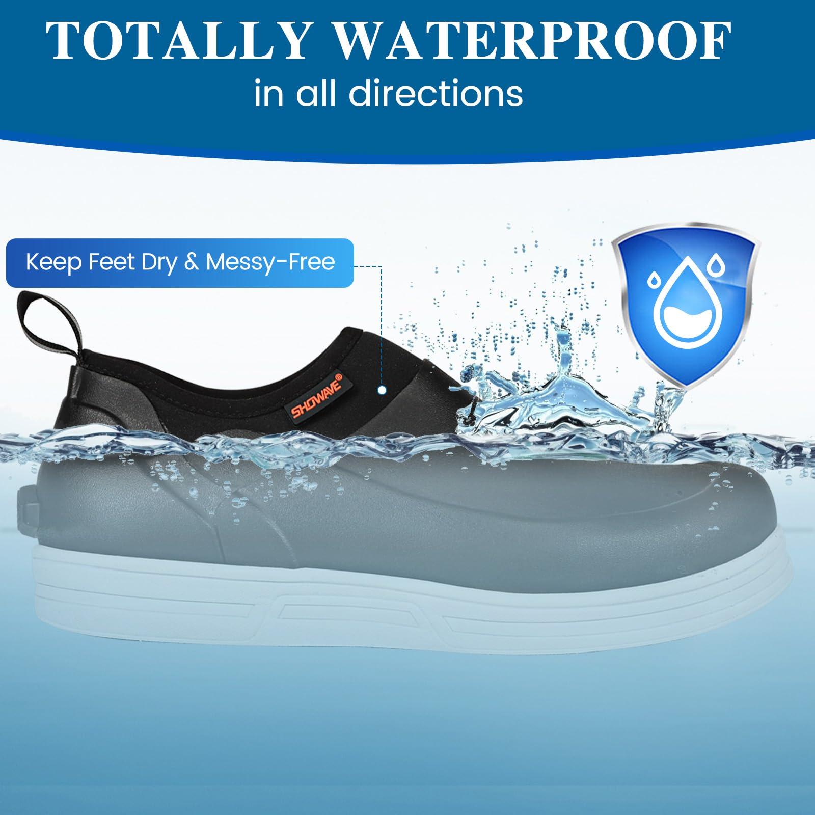 Showave Men's Rain Shoes Non Slip Waterproof Rubber Shoe Oil & Slip Resistant Food Servise Shoes Breathable Comfort Chief Work Shoe for Nurse Kitchen Restaruant Hospital - Image 2
