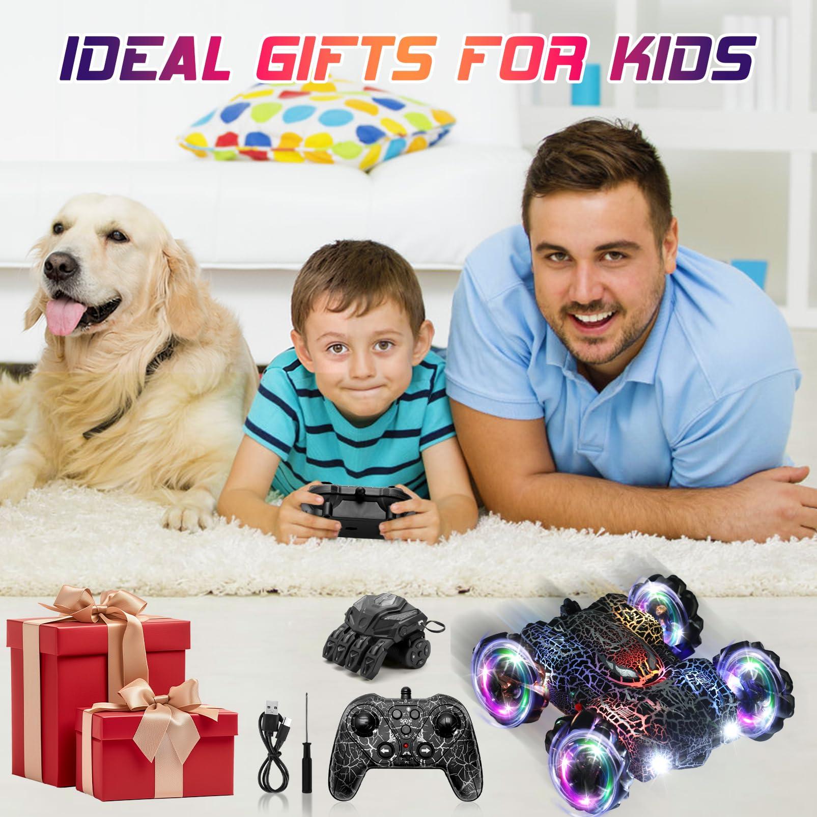 Hand Controlled Remote Control Car, 2.4Ghz Gesture Sensing RC Stunt Car with Wholebody Light & Headlight, Rechargeable 360° Rotating Double Sided RC Cars Black Spider Toys for Boys 4-6 5-7 8-12 - Image 7