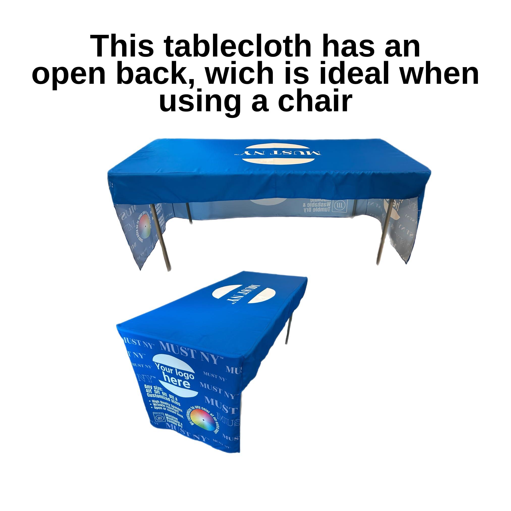 Personalized Customized with Logo Table Cloth 4FT 6 FT 8 FT Table for Tradeshow Events Birthday Wedding Anniversary Tradeshow Mantel Personalizado (6FT 30 x 72" x 30" Open Back) - Image 2