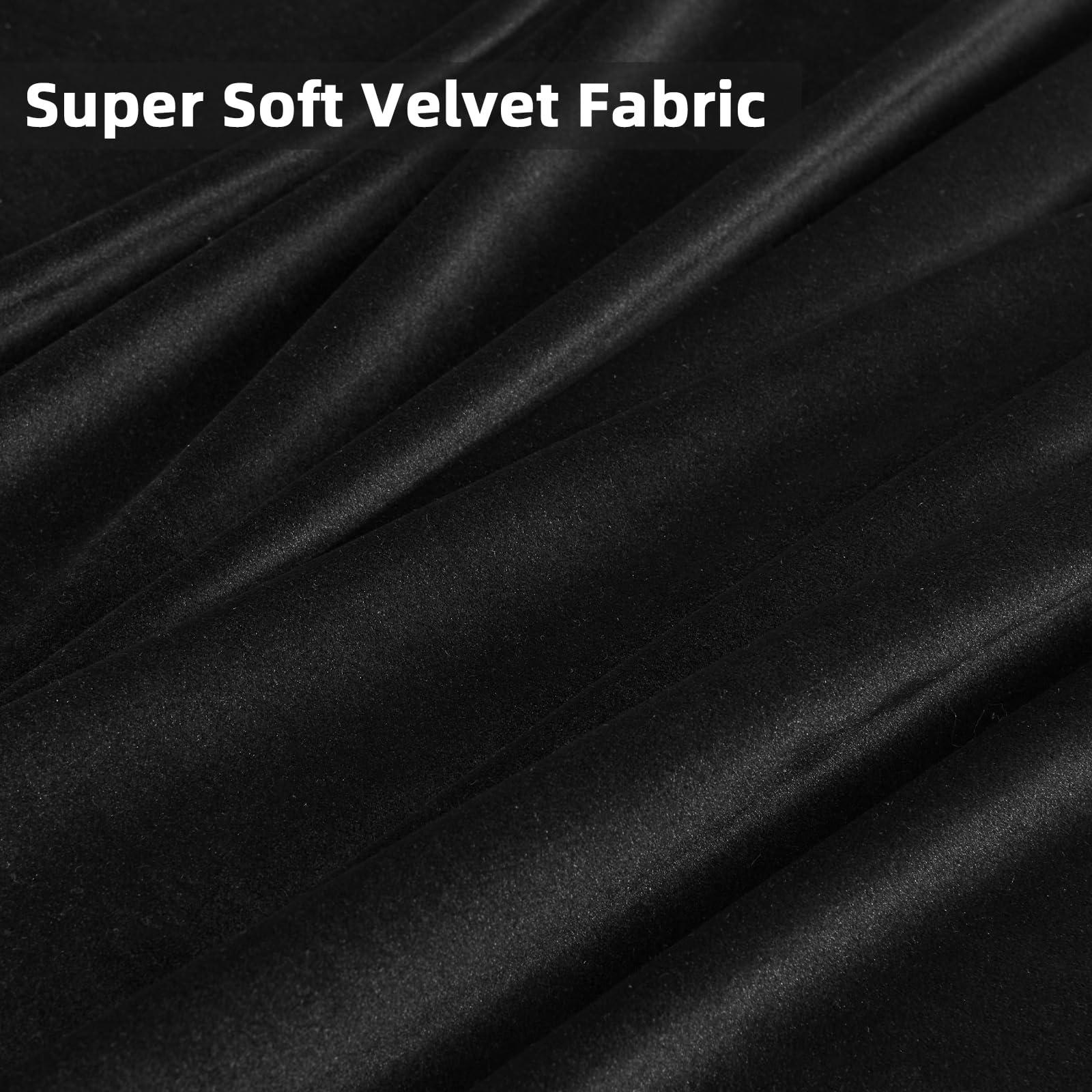 Joydeco Black Velvet Curtains 90 inch Length 2 Panels, Luxury Blackout Rod Pocket Thermal Insulated Window Curtains, Super Soft Room Darkening Drapes for Living Dining Room Bedroom,W52 x L90 inches - Image 5